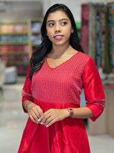 Machine Embroidered Semi Silk A-Line Kurta | DNT312
