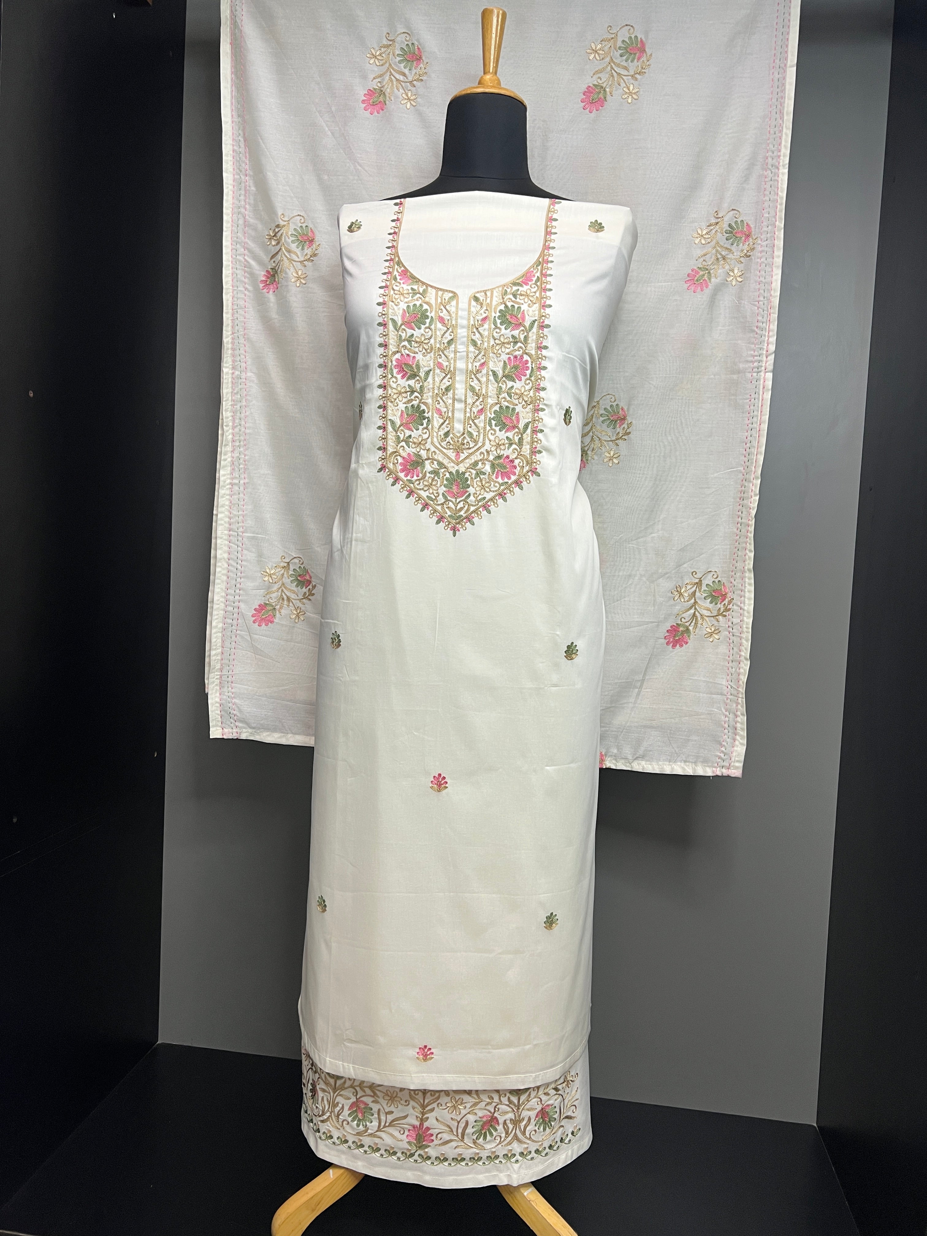 Machine Embroidery Floral Patterned Jamun Cotton Salwar Set | SW2227