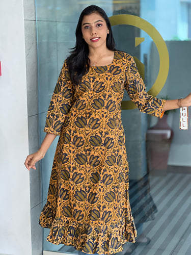 Block Printed A-Line Cotton Kurta | DNT320