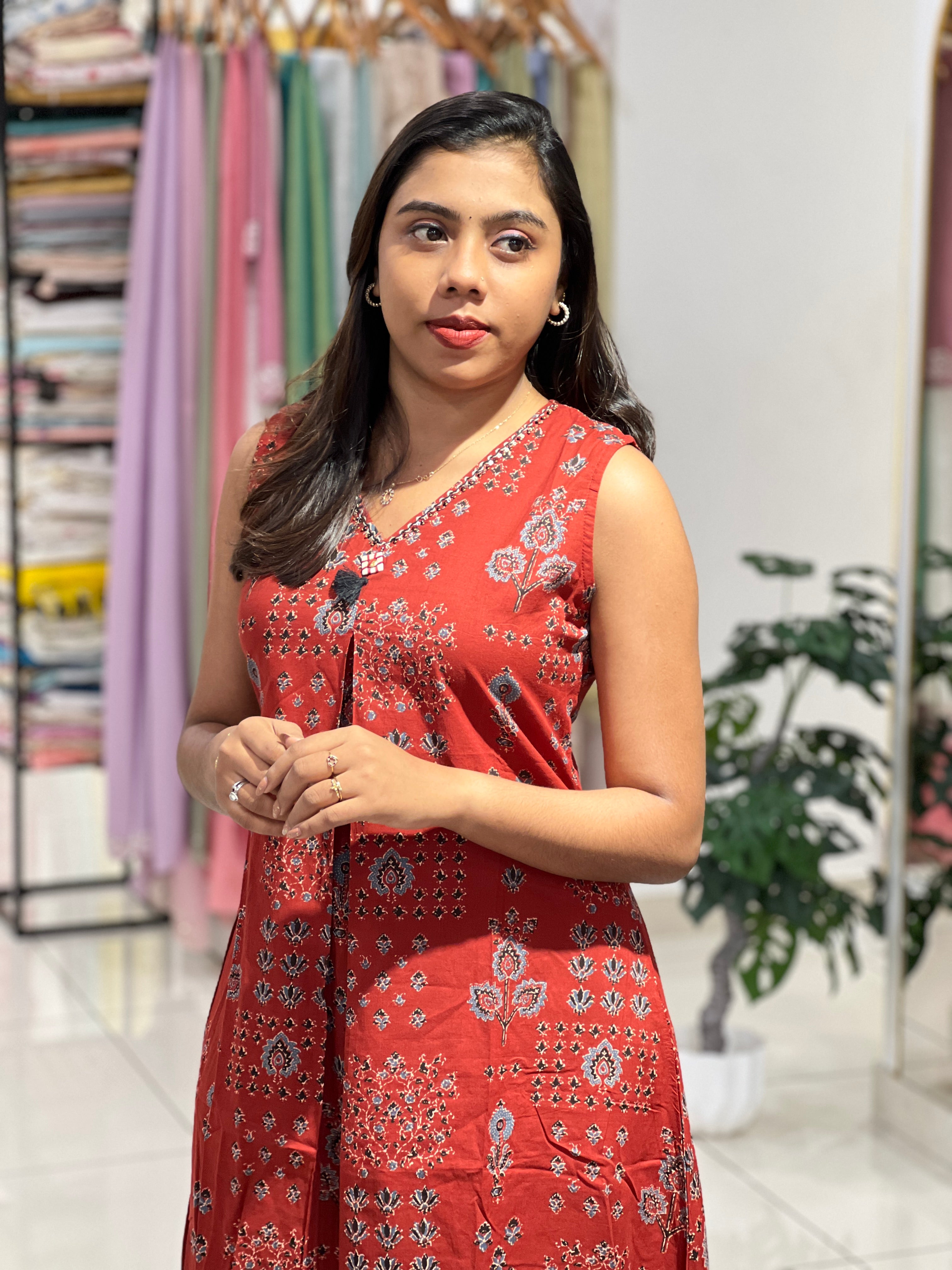 Floral Block Printed Cotton Kurta Set |DVC141