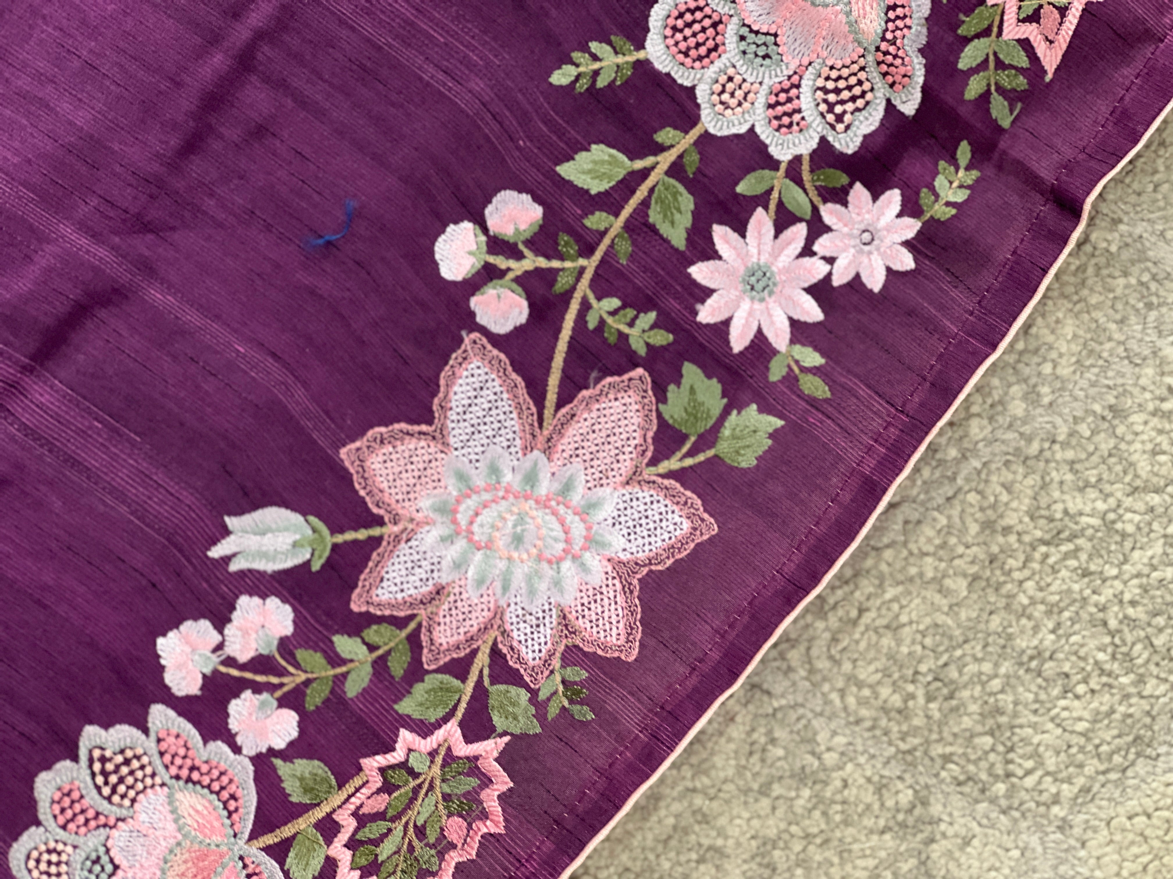 Floral Embroidery Detailed Tussar Finish Saree | SUN137