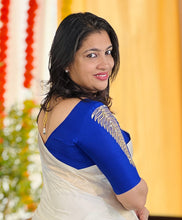 Machine Embroidered Raw Cotton Blended Blouse Material | BM208