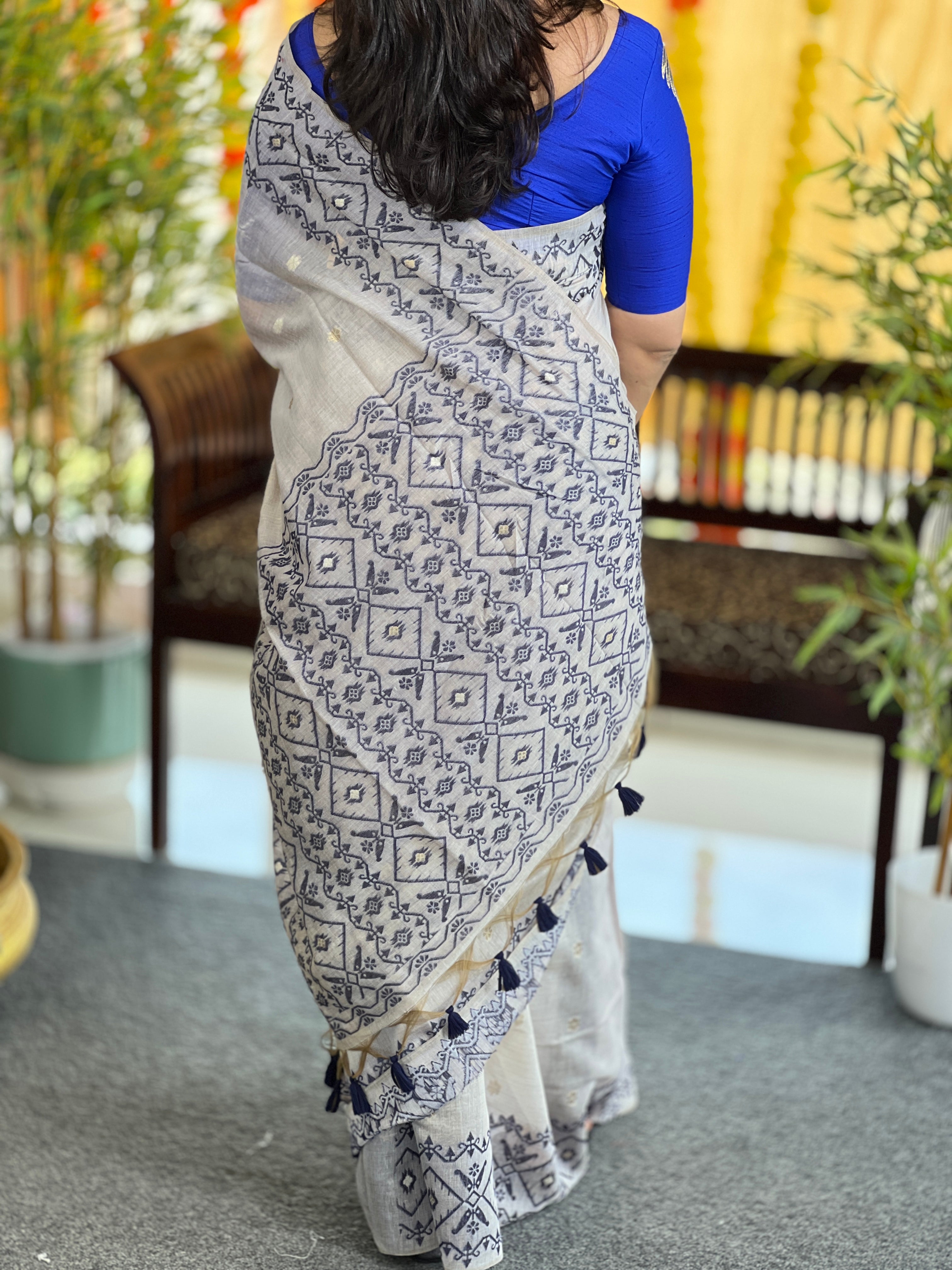 Thread and Zari Weaved Jamdani Saree | SSN222