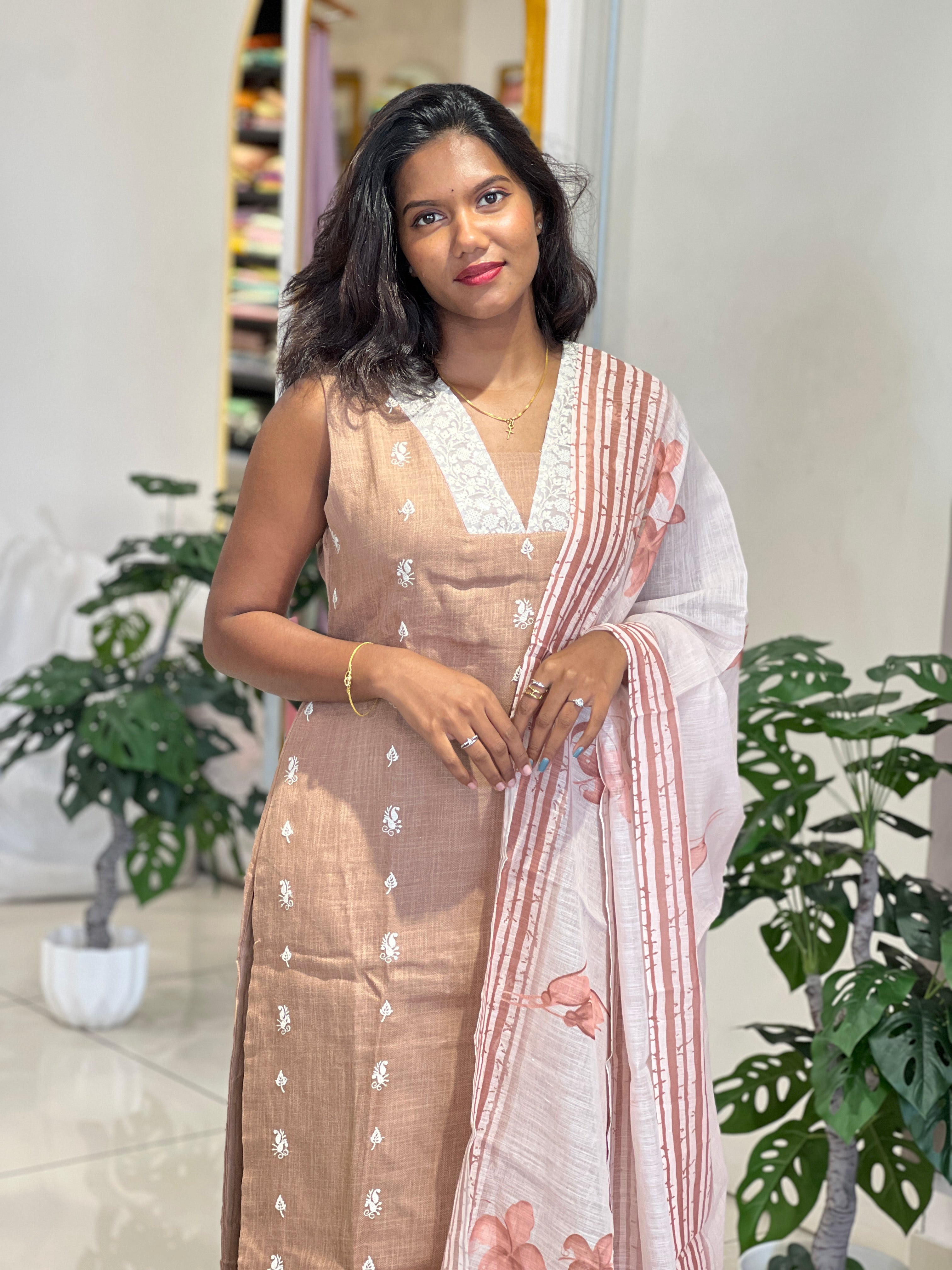 Buta Detailed Linen Cotton Kurta Set |NAI195