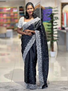 Point Embroidery Pattern Tussar Finish Saree | SUN172