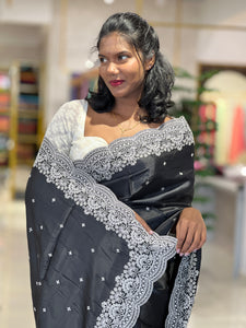 Point Embroidery Pattern Tussar Finish Saree | SUN172