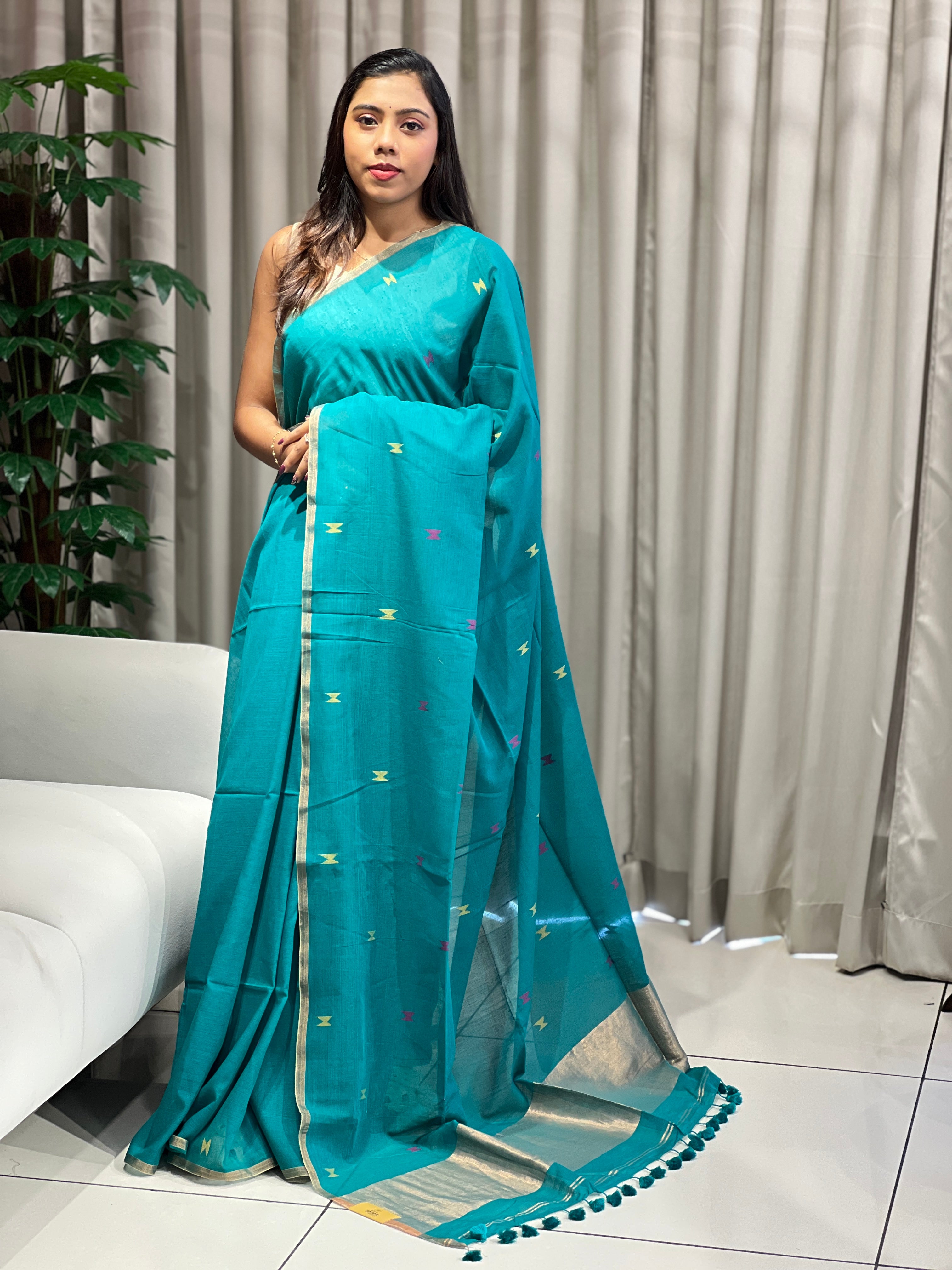 Zari Weaved Soft Cotton Saree | PF1151