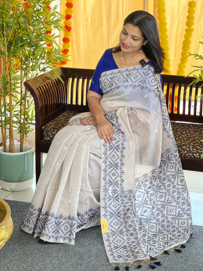Thread and Zari Weaved Jamdani Saree | SSN222
