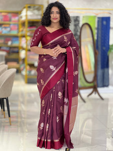 Floral Buta Weaved Chanderi Finish Saree | NN139