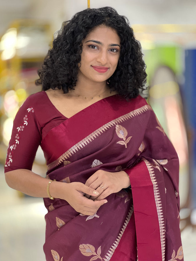 Floral Buta Weaved Chanderi Finish Saree | NN139