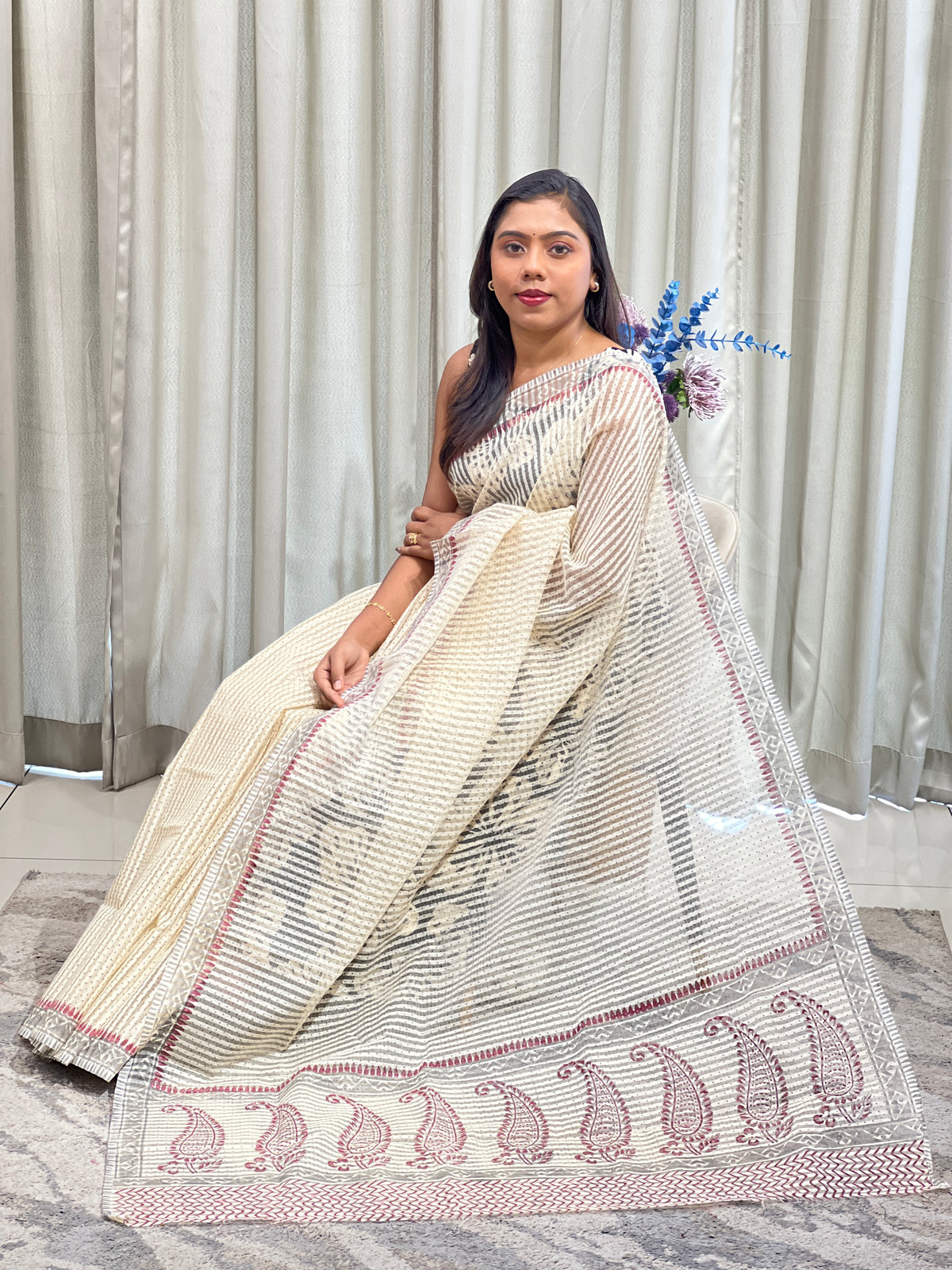 Hand Block Printed Pattern Kota Saree |  ACF201