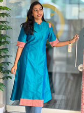 Patch Detailed A-Line Semi Silk Kurta | DNT334