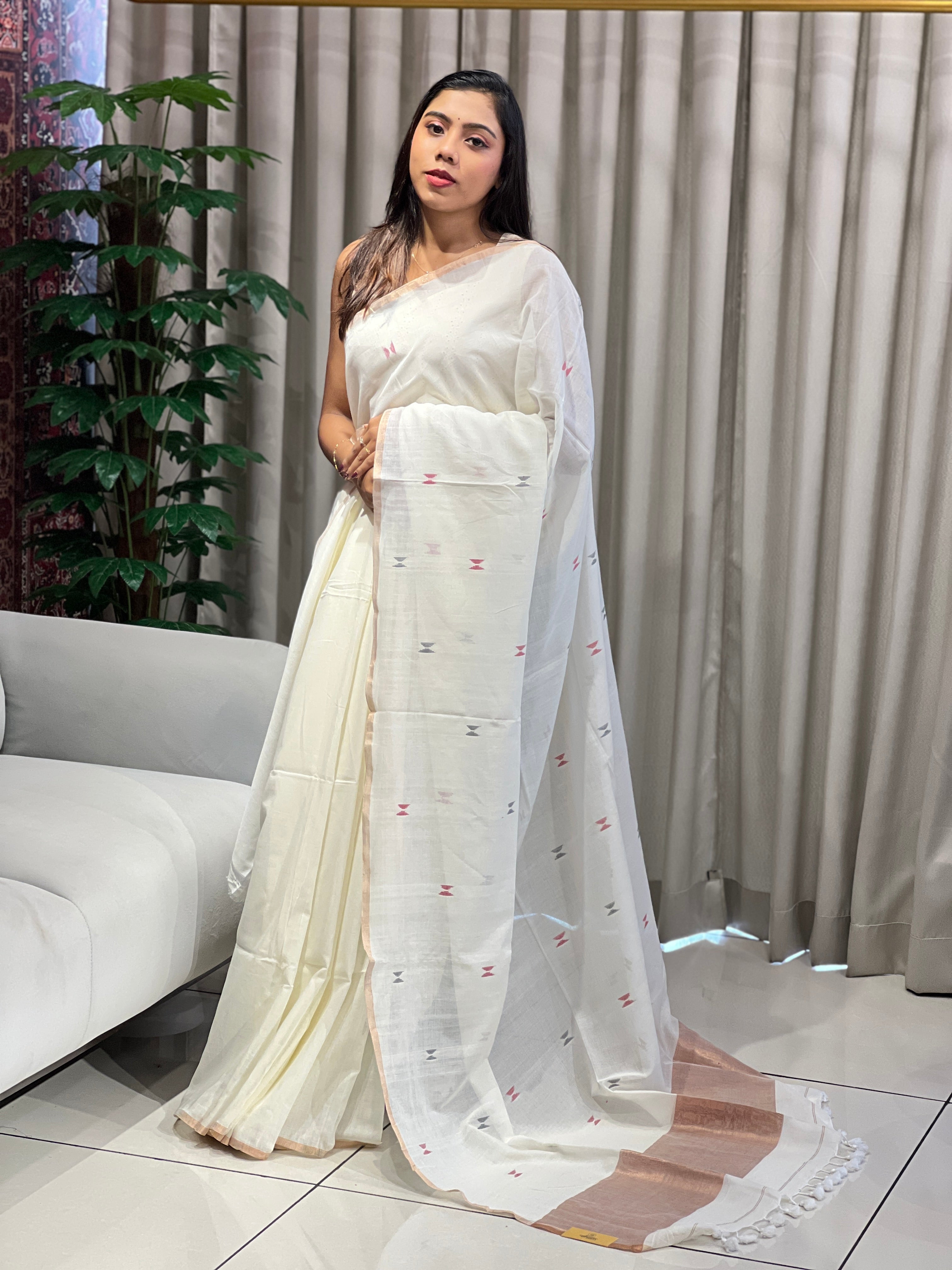 Zari Weaved Soft Cotton Saree | PF1148