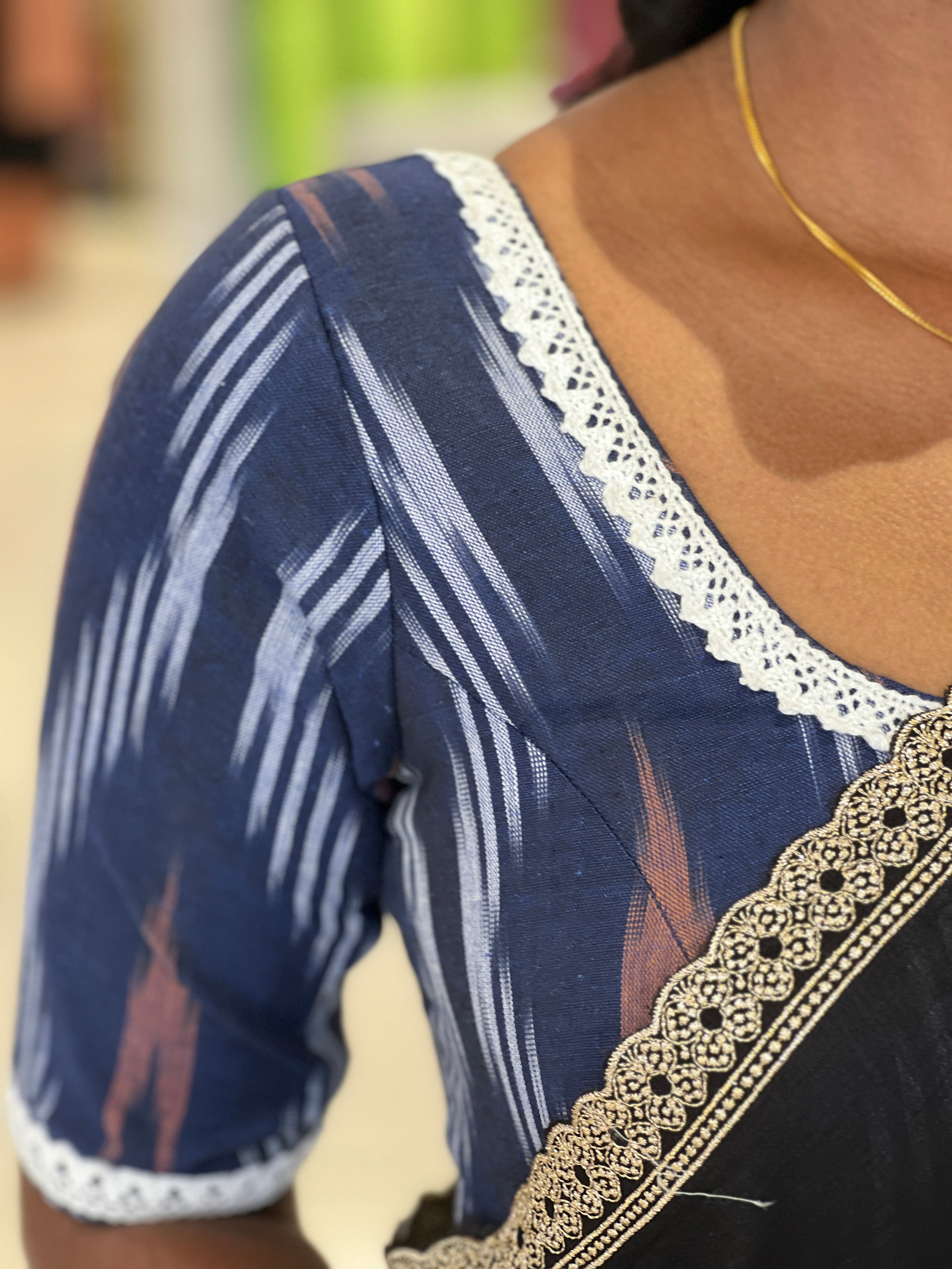 Ikat Weaving Patterned Cotton Stitched Blouse | IT143