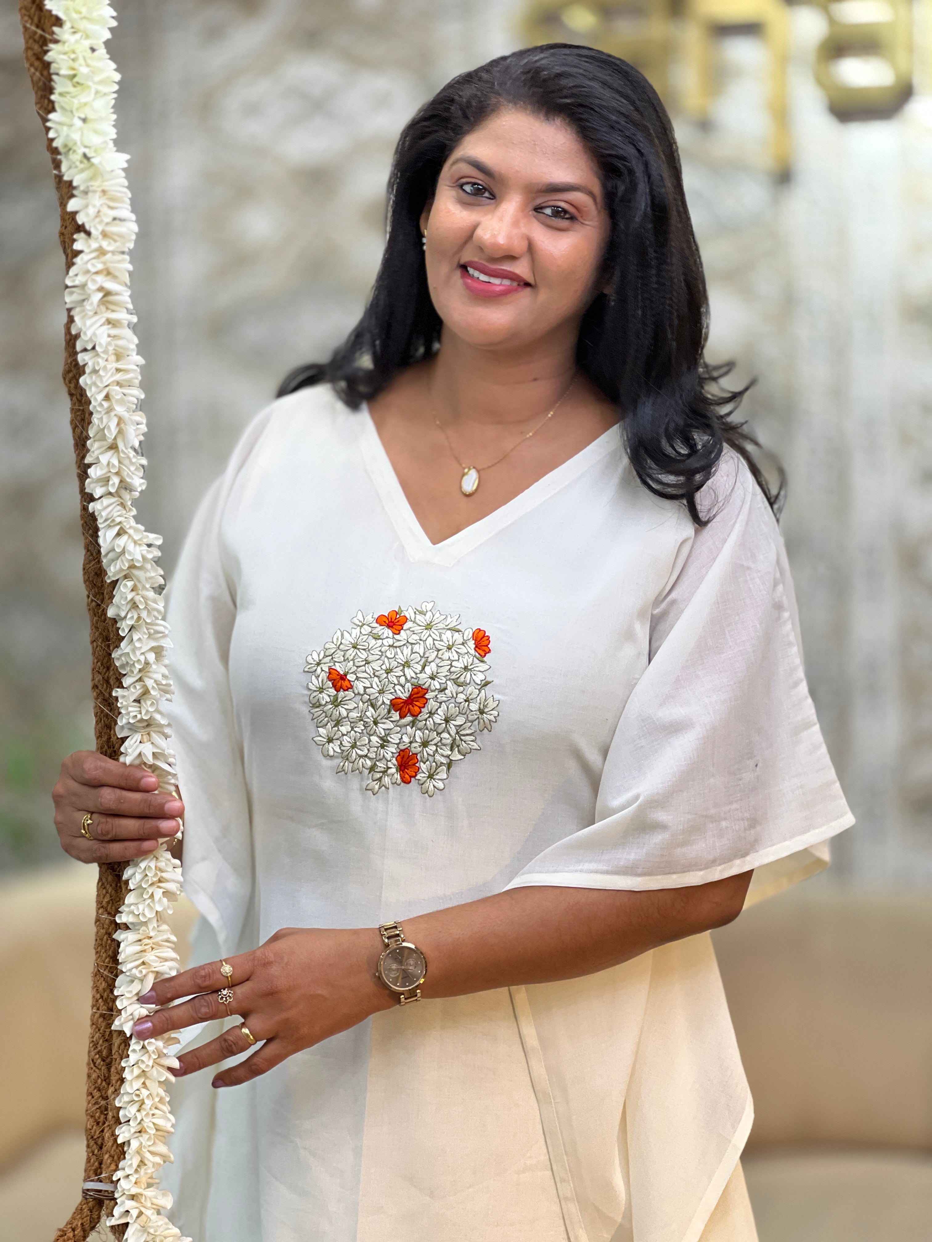 Kanakamulla Embroidered Kaftan Fabric ( unstitched ) | OKM107