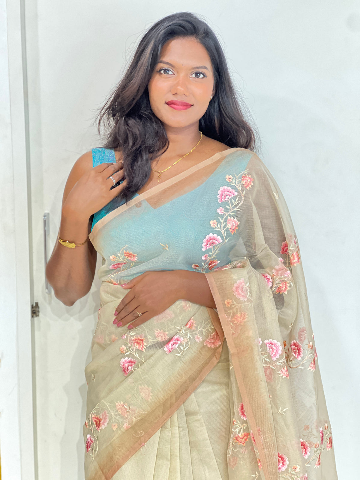 Floral Embroidered Pattern Kota Saree | AHD1982