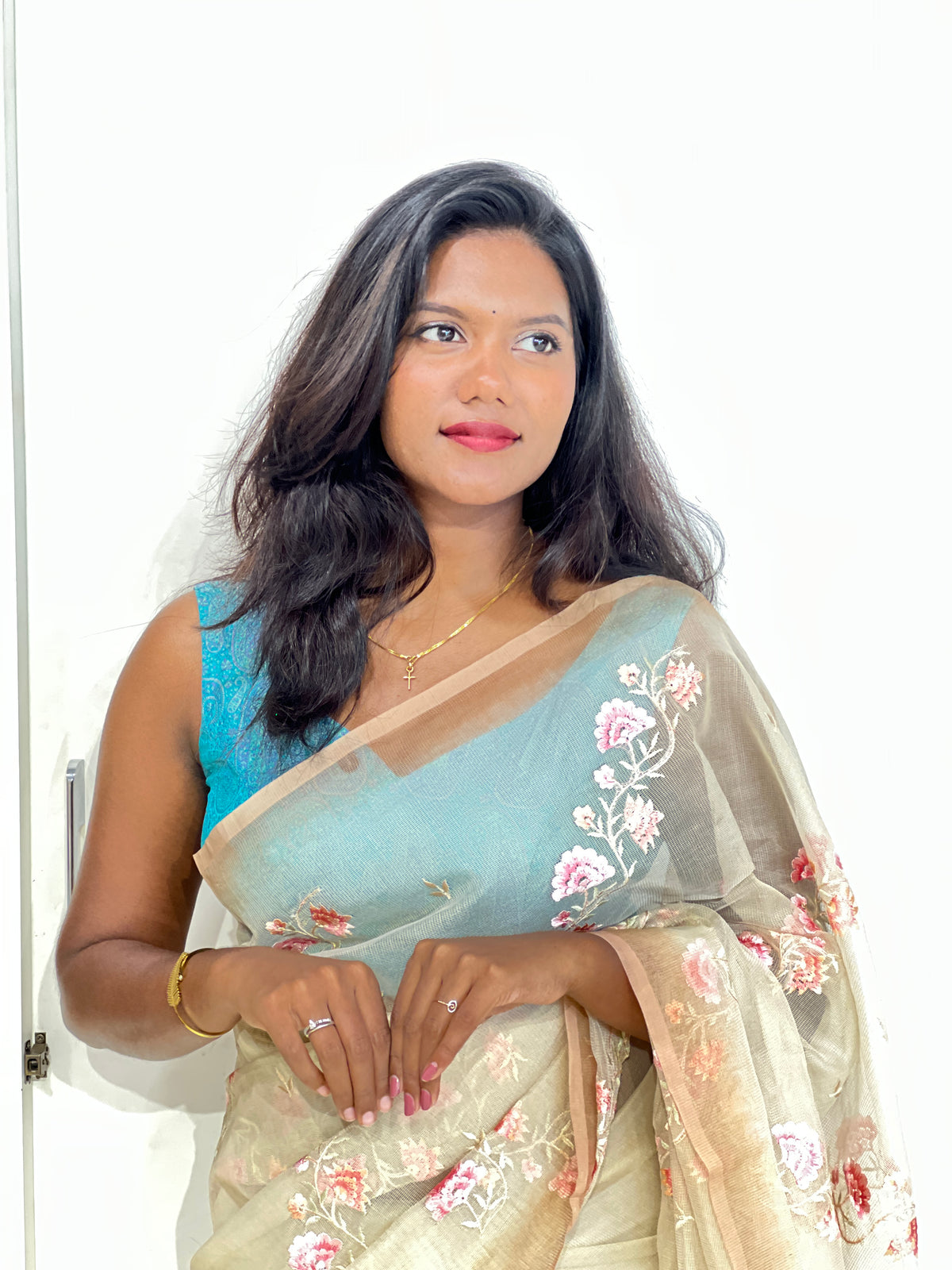 Floral Embroidered Pattern Kota Saree | AHD1982