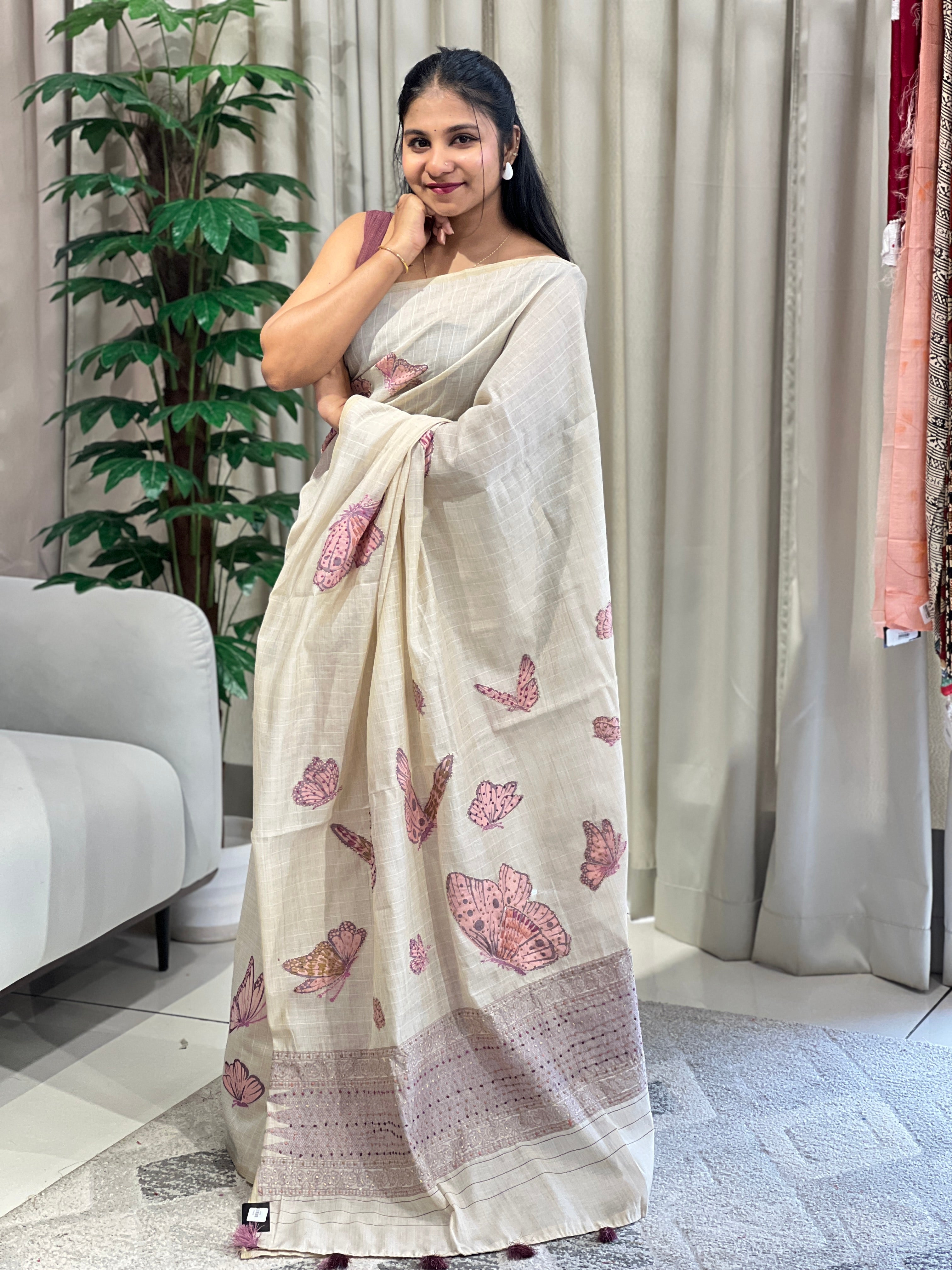 Hand Embroidery Detailed Chanderi Saree | BLD1691