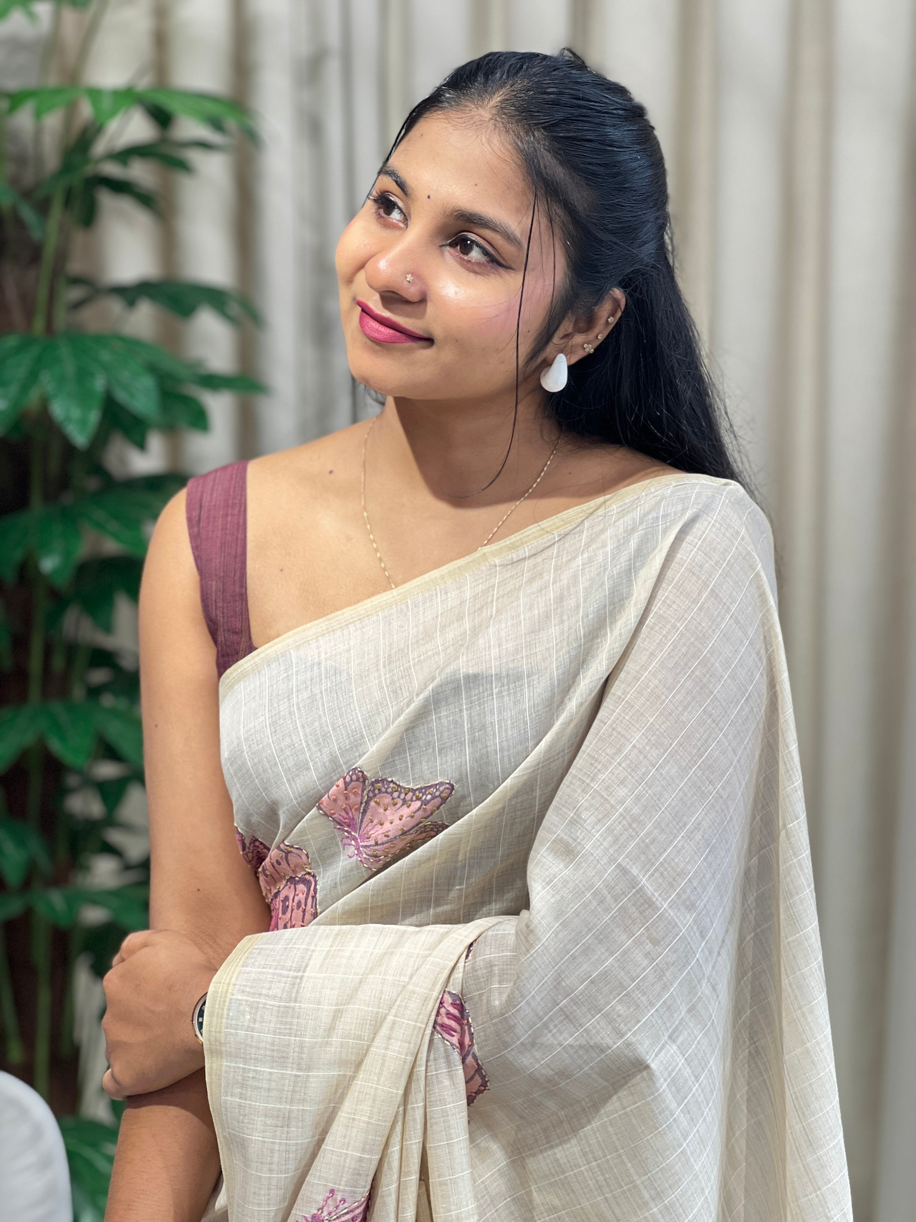 Hand Embroidery Detailed Chanderi Saree | BLD1691