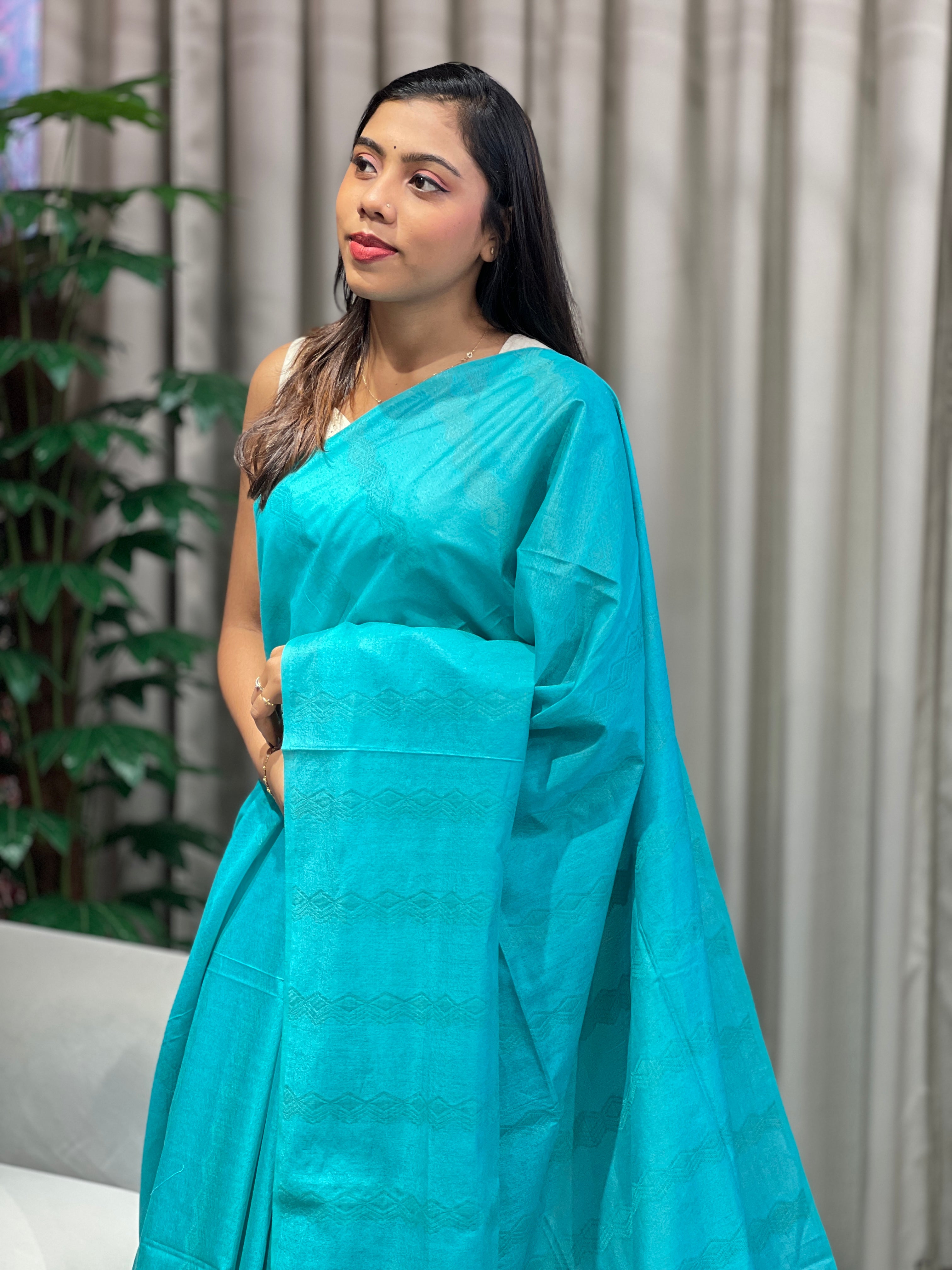 Thread Weaved Bhagalpuri Linen Saree | PF1121