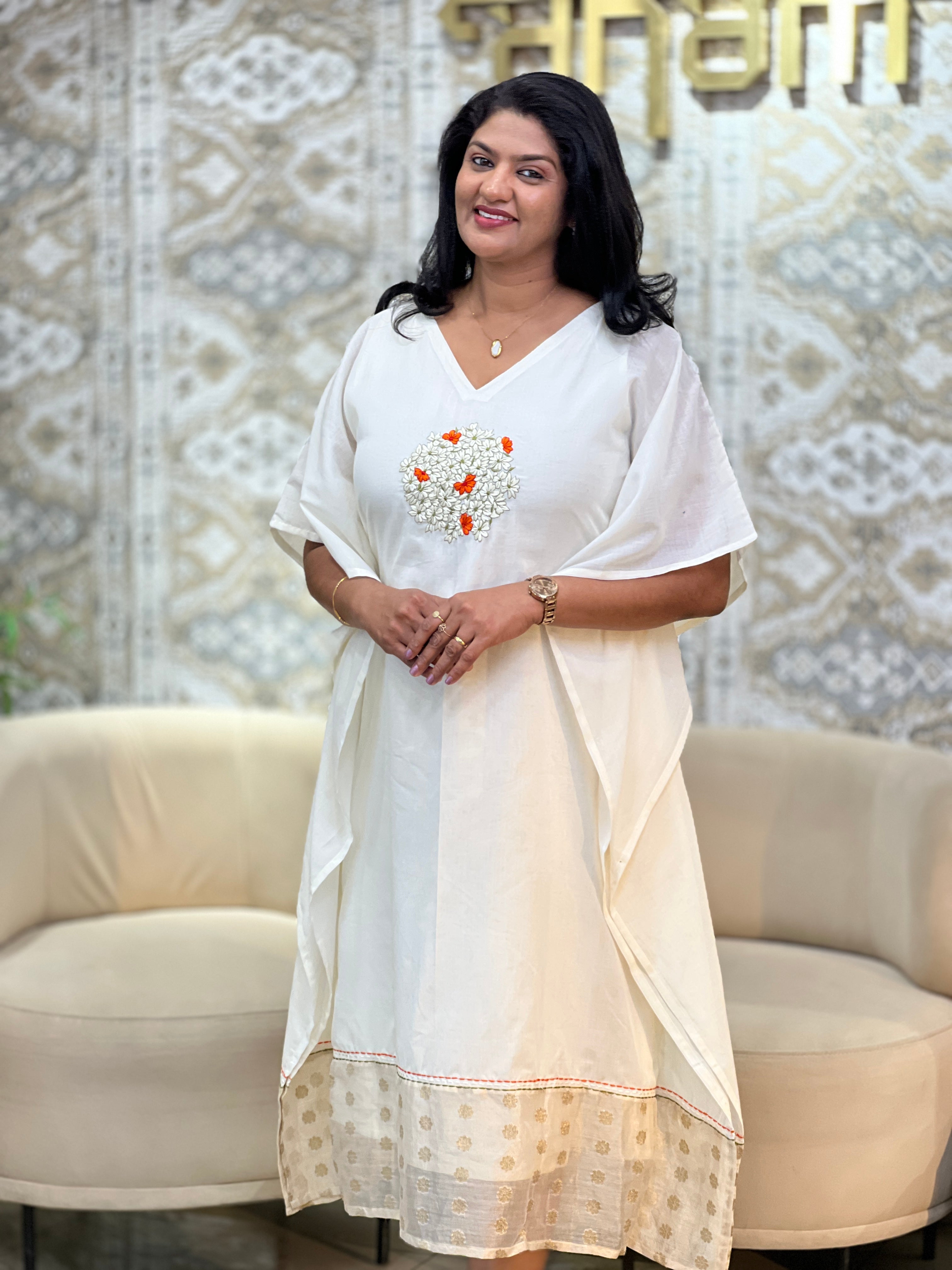 Kanakamulla Embroidered Kaftan Fabric ( unstitched ) | OKM107