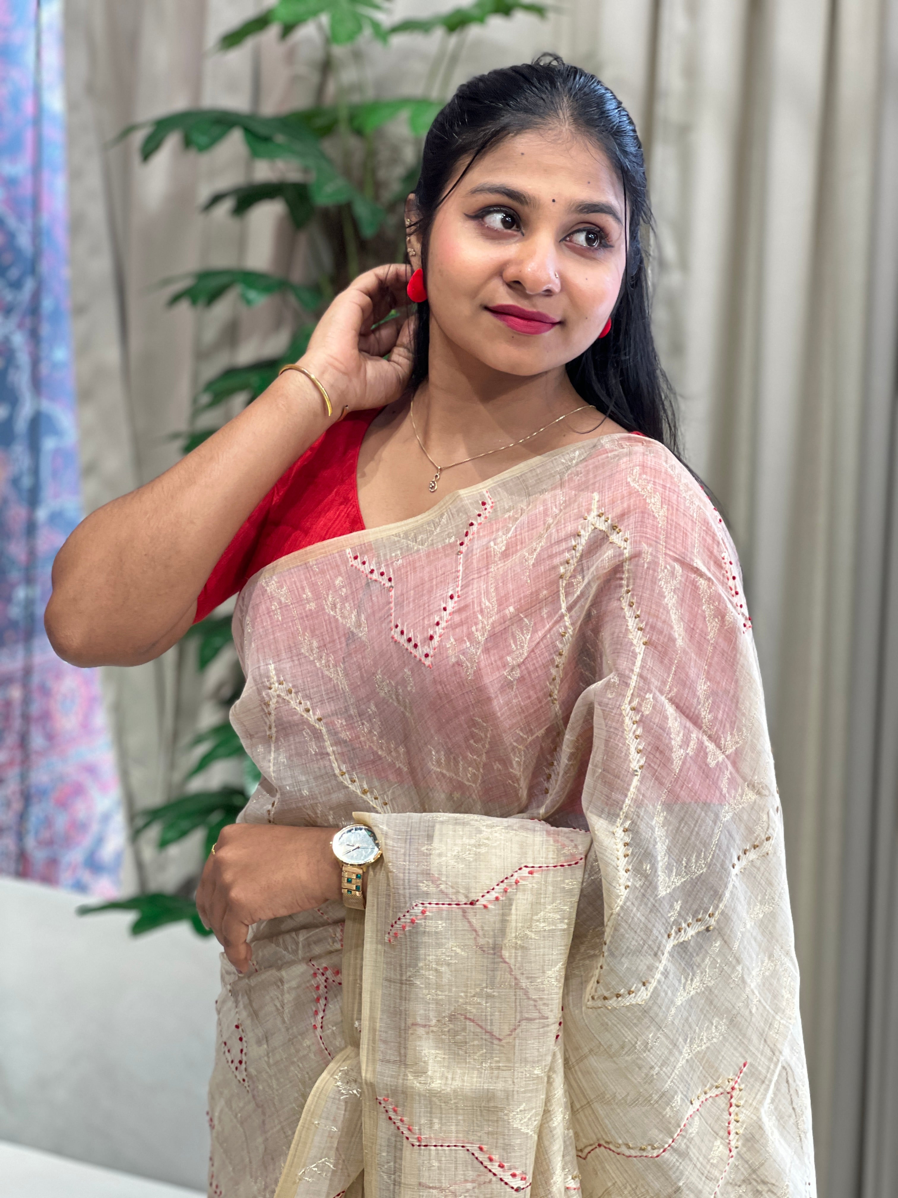 Lurex Weaved Chanderi Saree | BLD1743
