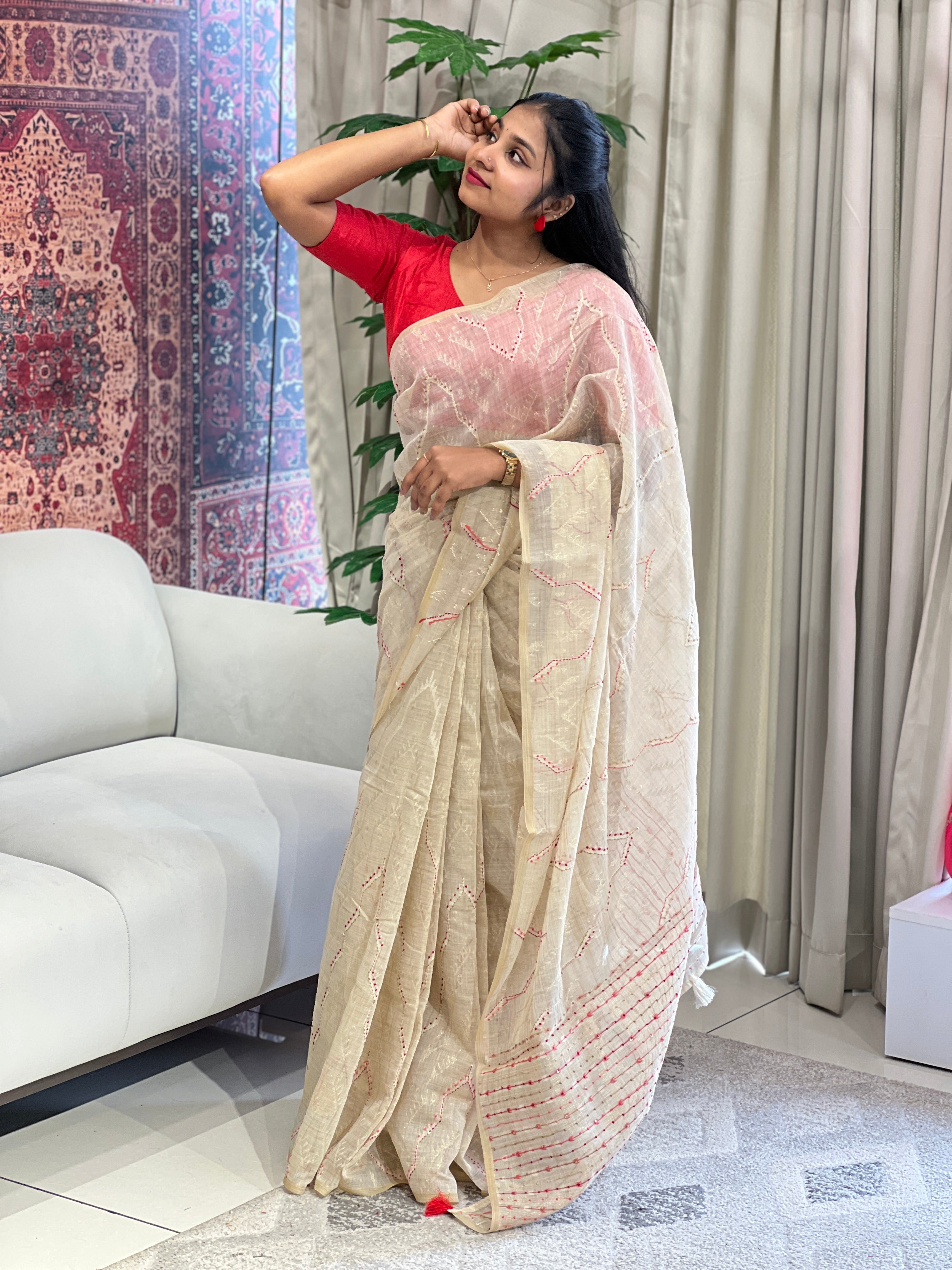 Lurex Weaved Chanderi Saree | BLD1743
