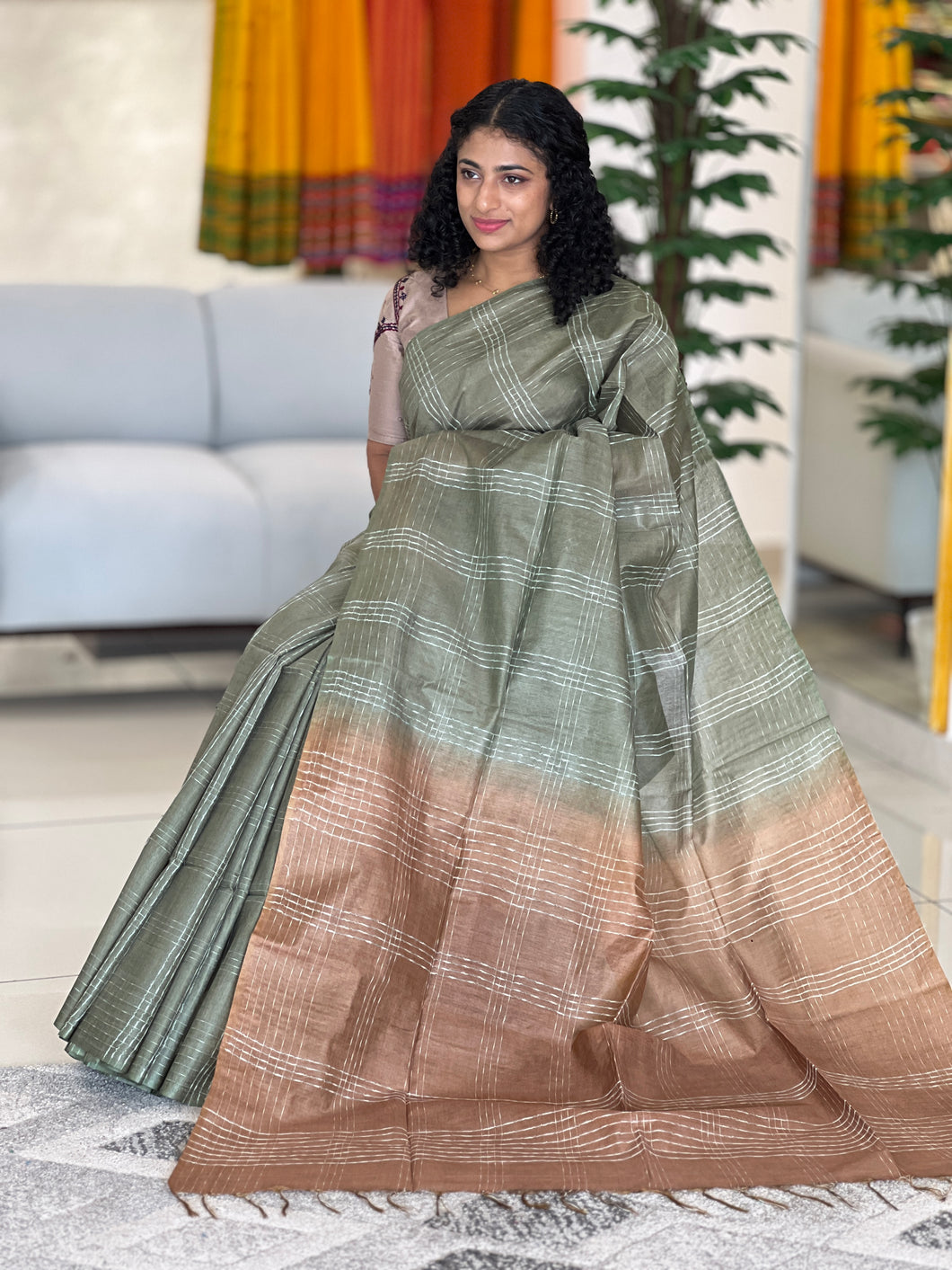 Kesiya Weaving Bhagalpuri Linen Saree | DLS233