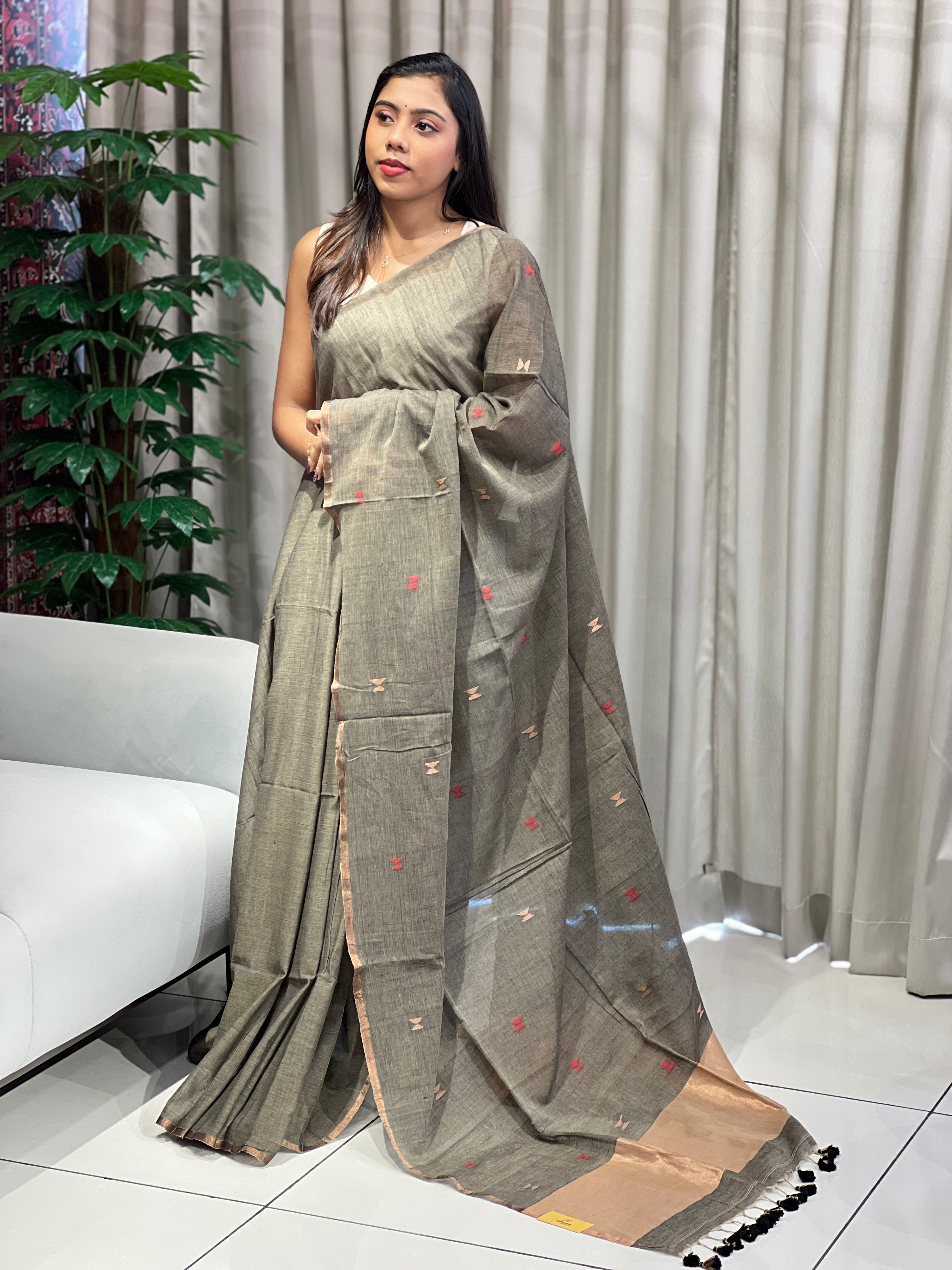 Zari Weaved Soft Cotton Saree | PF1149