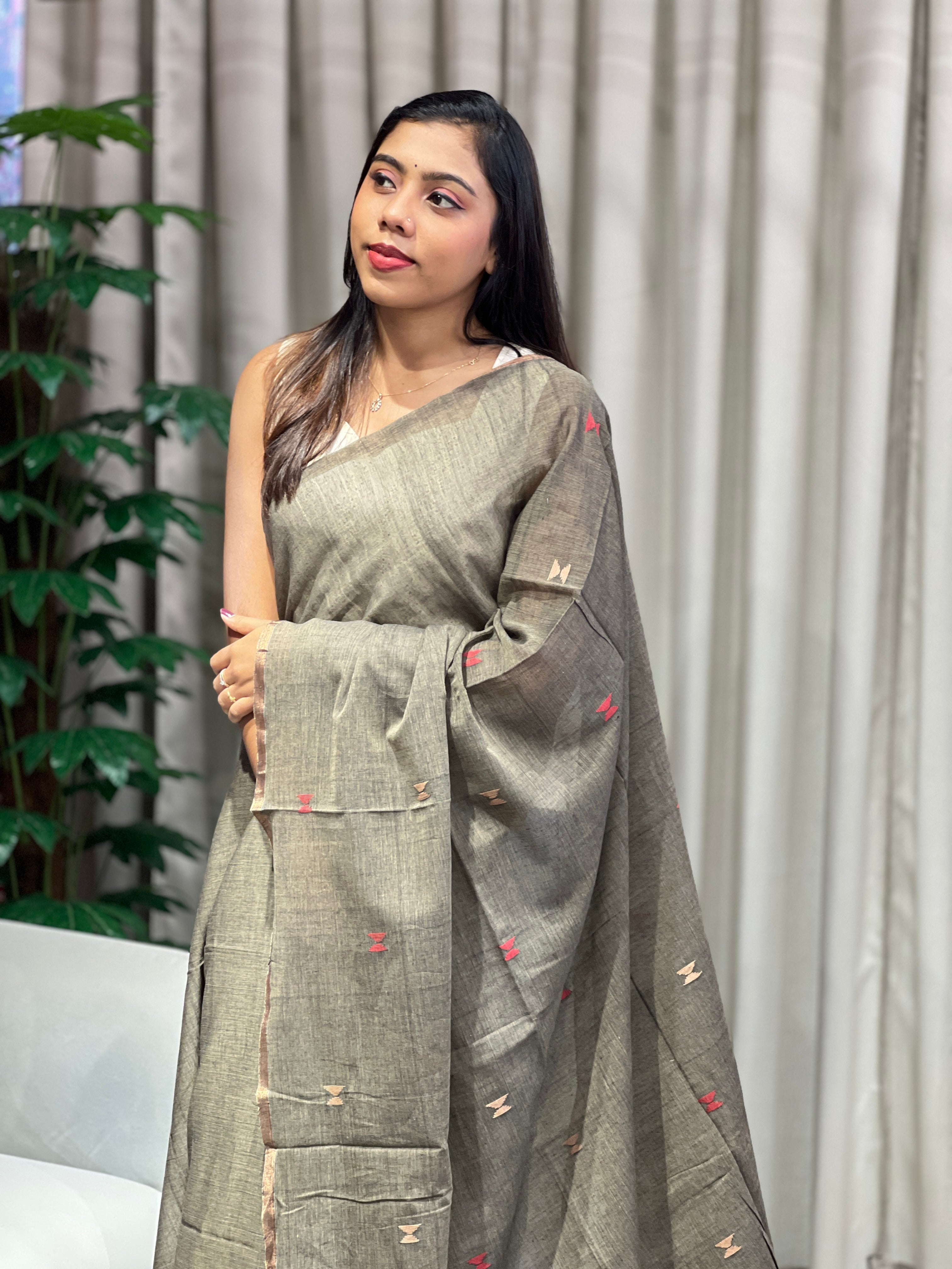 Zari Weaved Soft Cotton Saree | PF1149