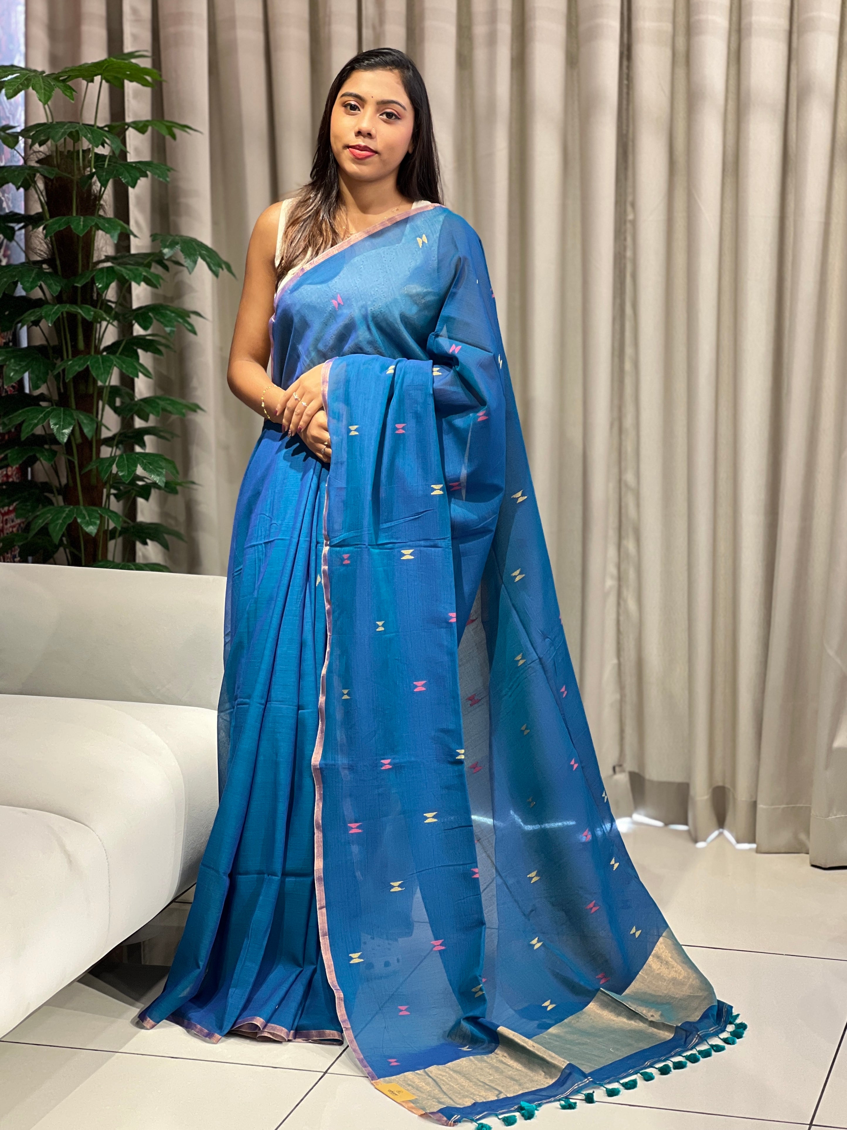 Zari Weaved Soft Cotton Saree | PF1150