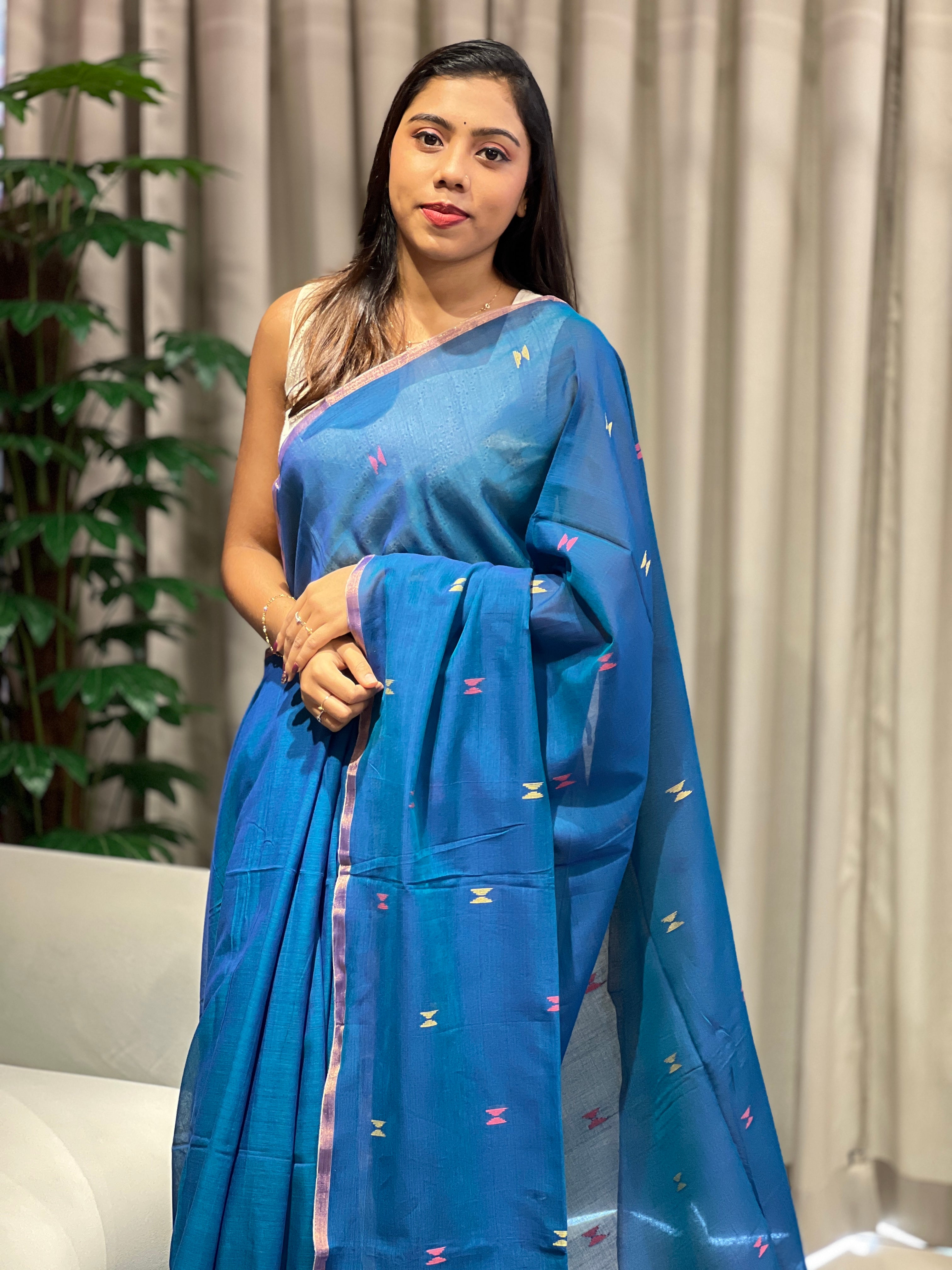 Zari Weaved Soft Cotton Saree | PF1150