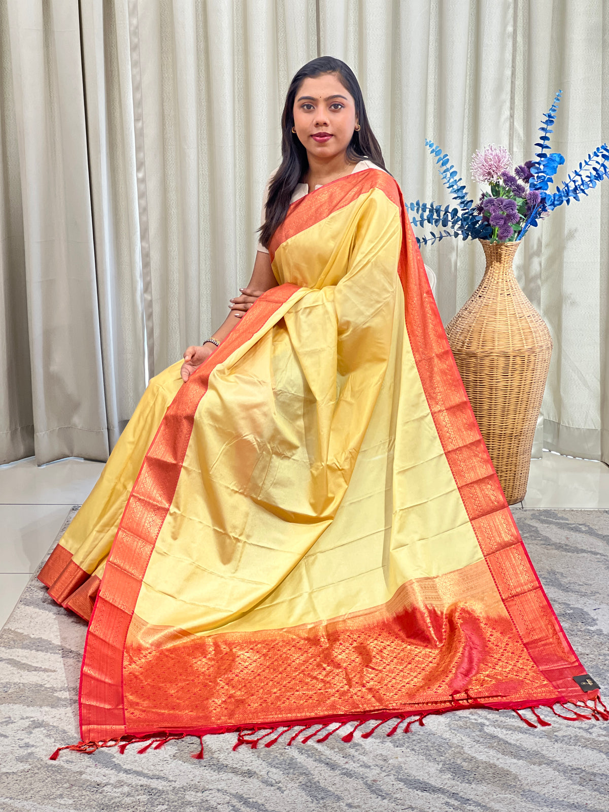 Golden Zari Woven Semi Silk Saree |  AHD1941