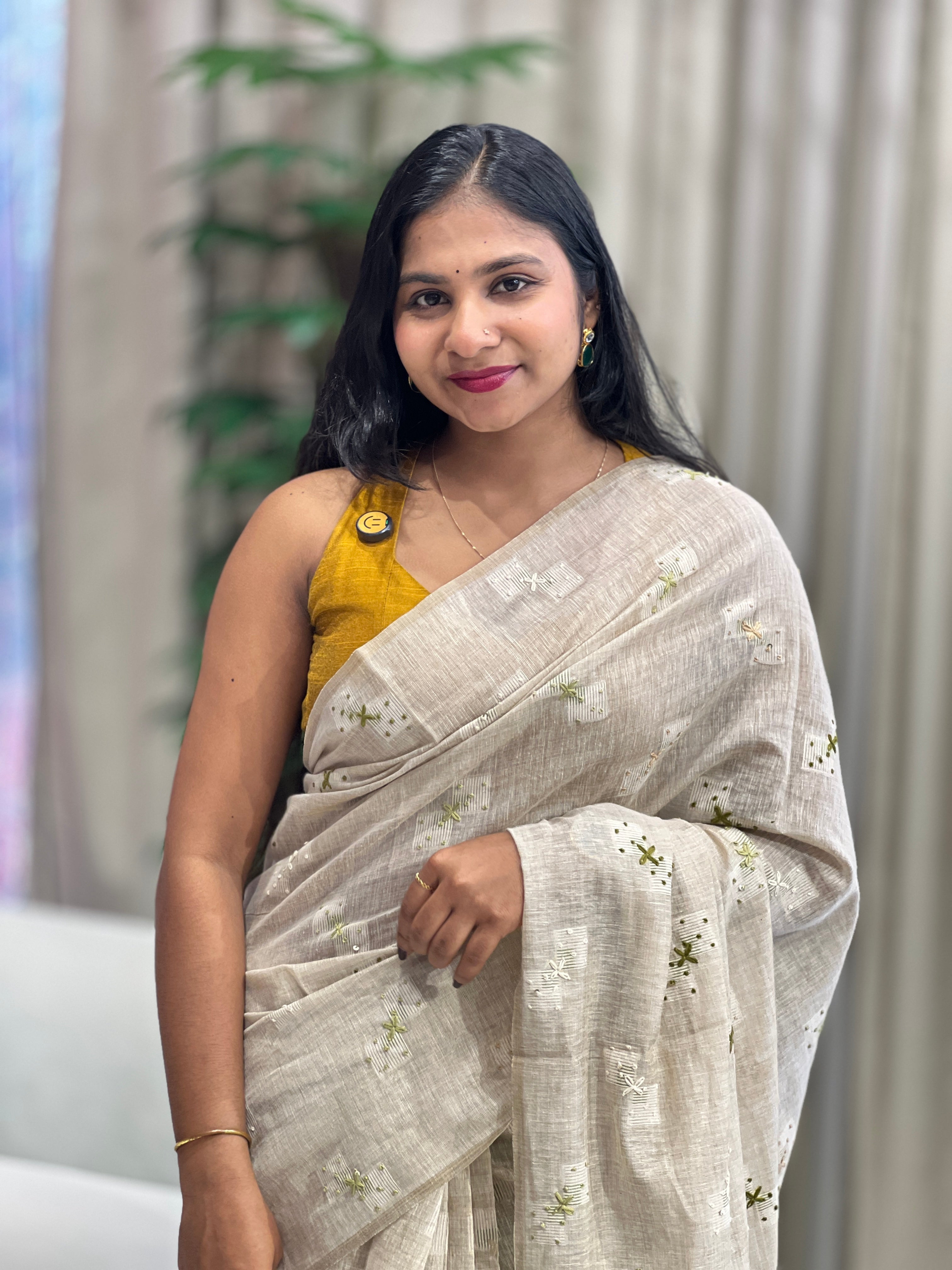 Floral Jamdani Weaved Chanderi Saree | BLD1716