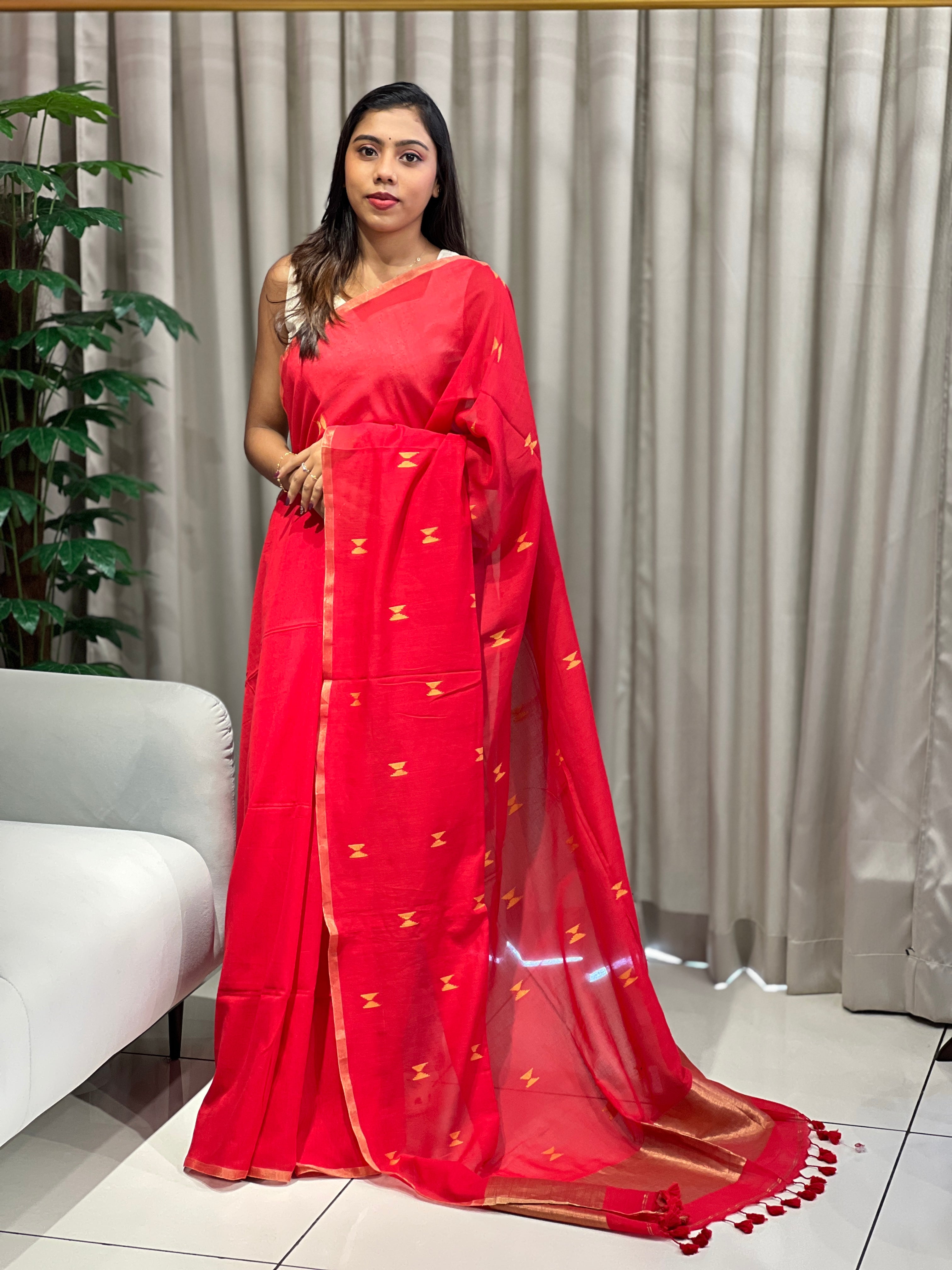 Zari Weaved Soft Cotton Saree | PF1153