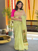 Jamdani Weaved Lotus Detailed Bagalpuri Linen Saree | SSN209