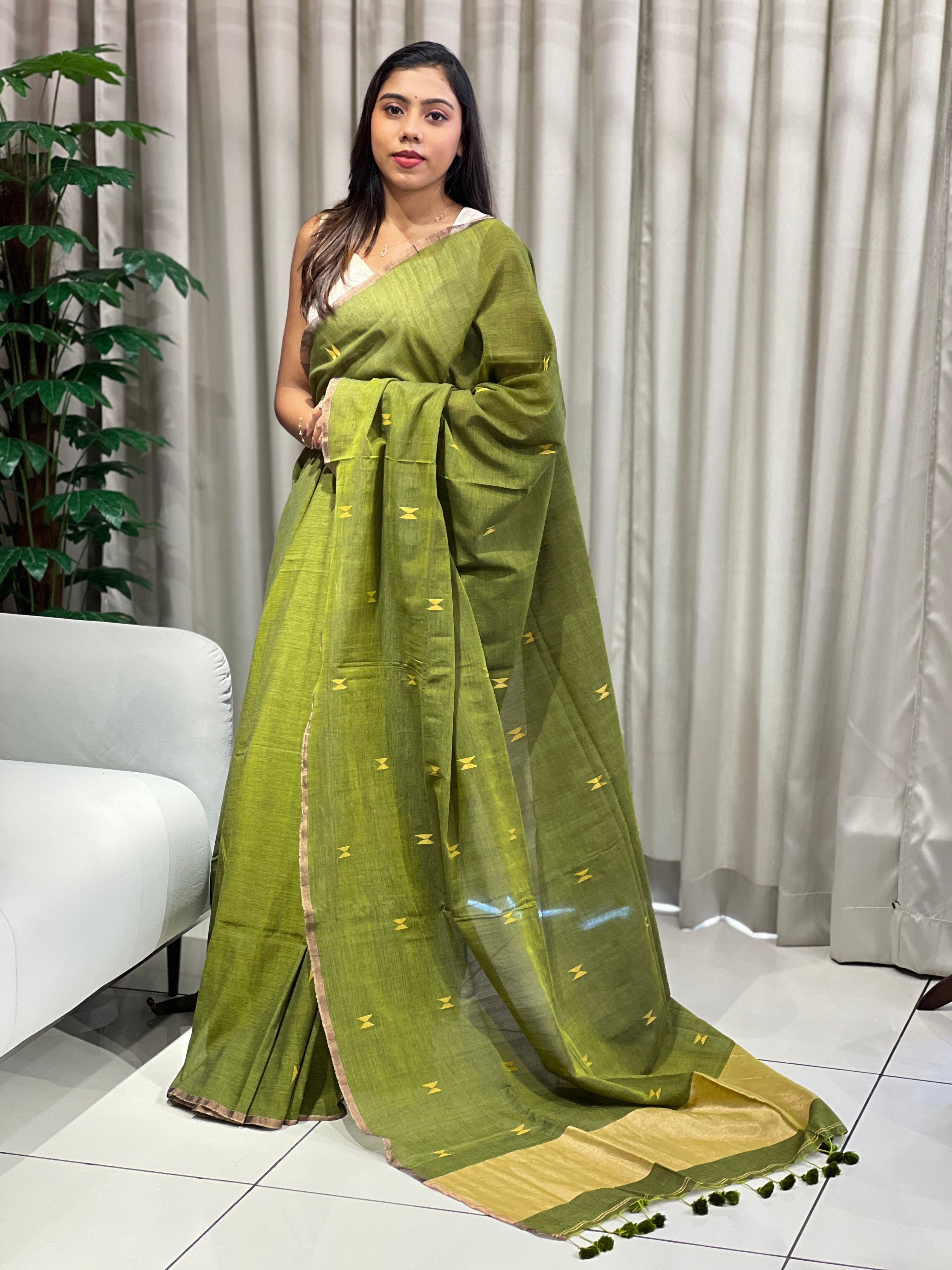 Zari Weaved Soft Cotton Saree | PF1154