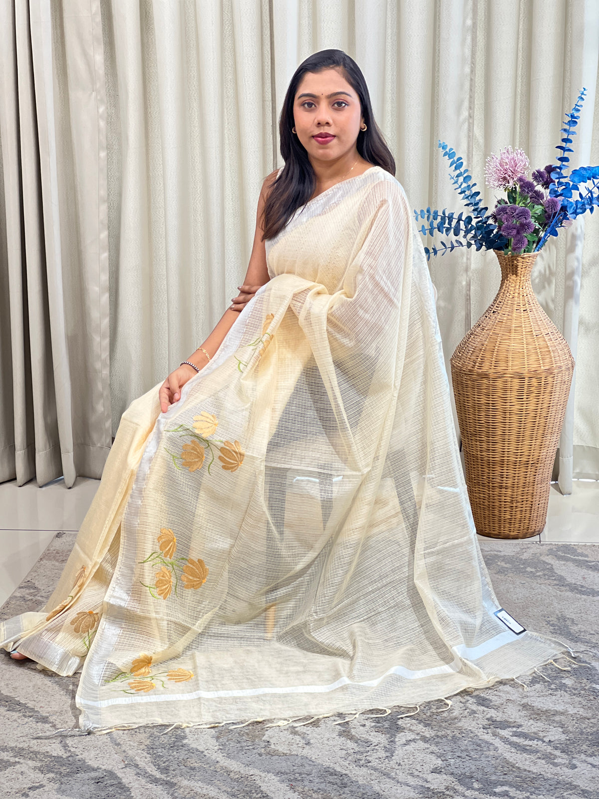 Machine Embroidered Silky Kota Saree | NHH730