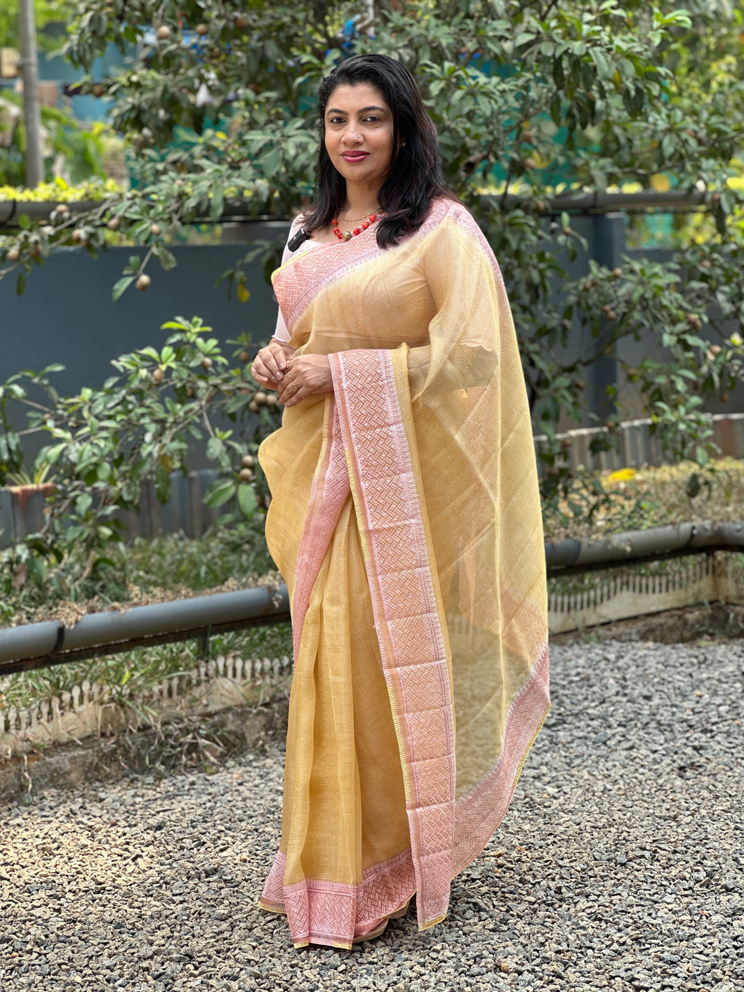 Yellow Color Printed Organza Saree | YNG115