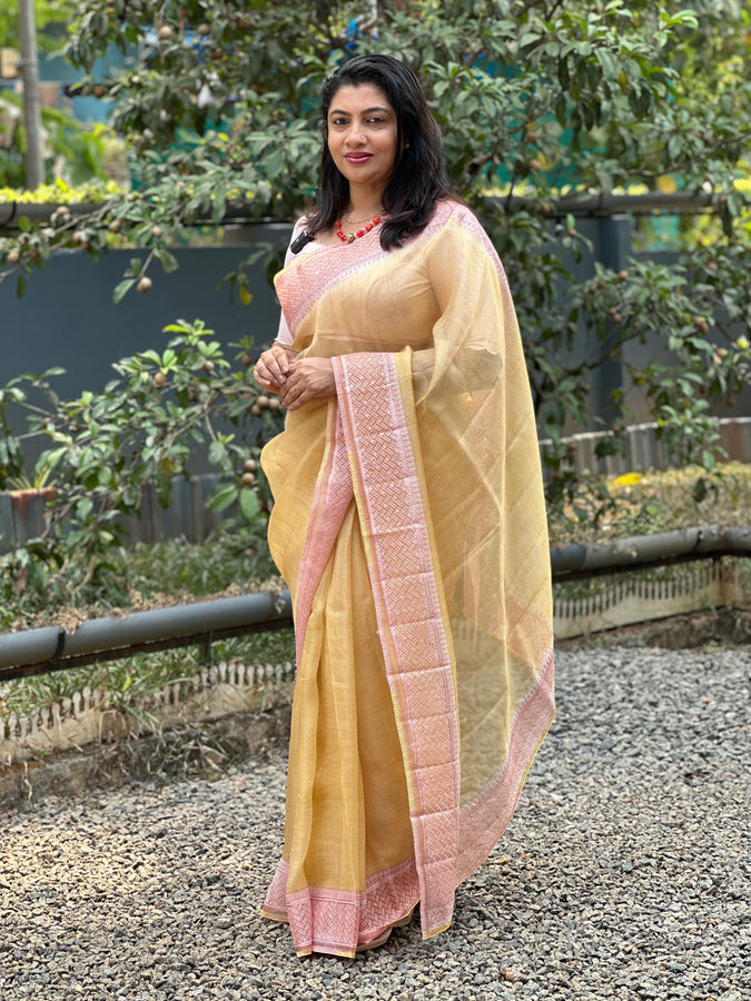 Yellow Color Printed Organza Saree | YNG115