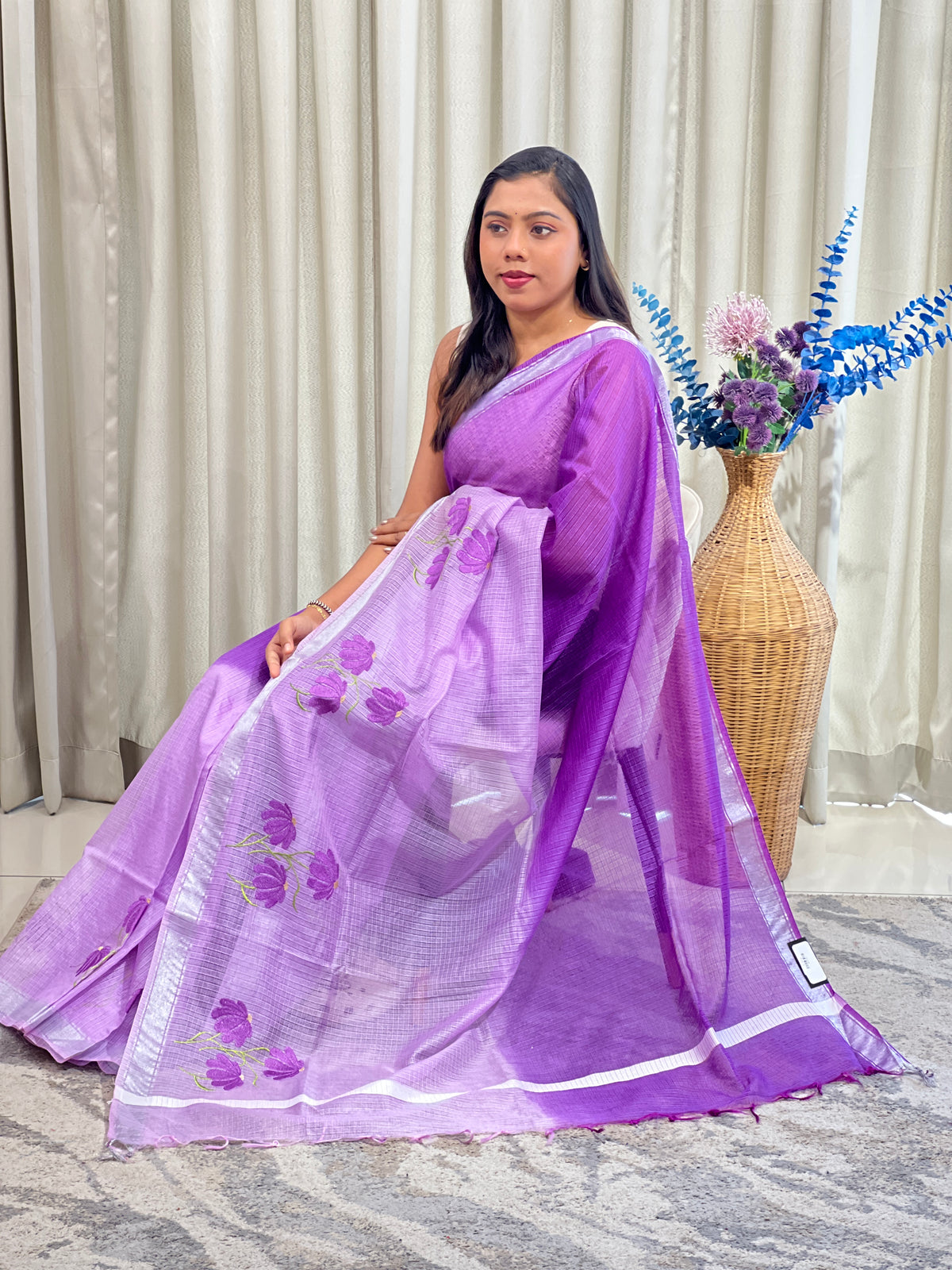 Machine Embroidered Silky Kota Saree | NHH729