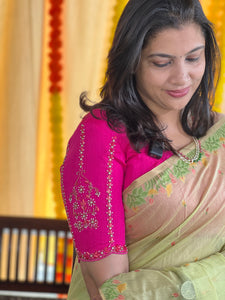 Hand Embroidery Detailed Chanderi Blouse Material | BM209