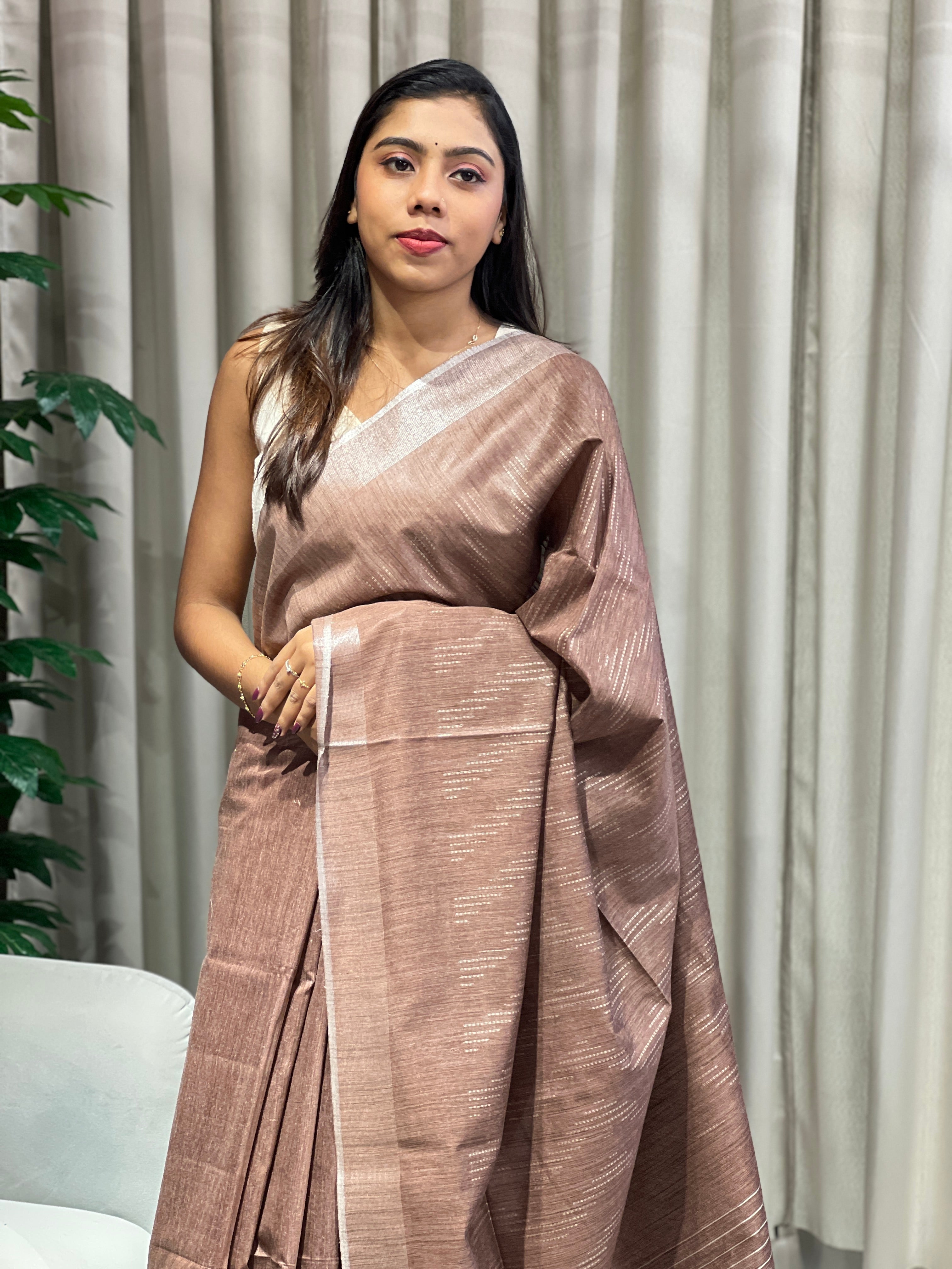 Thread Woven Semi Tussar Saree | PF1129