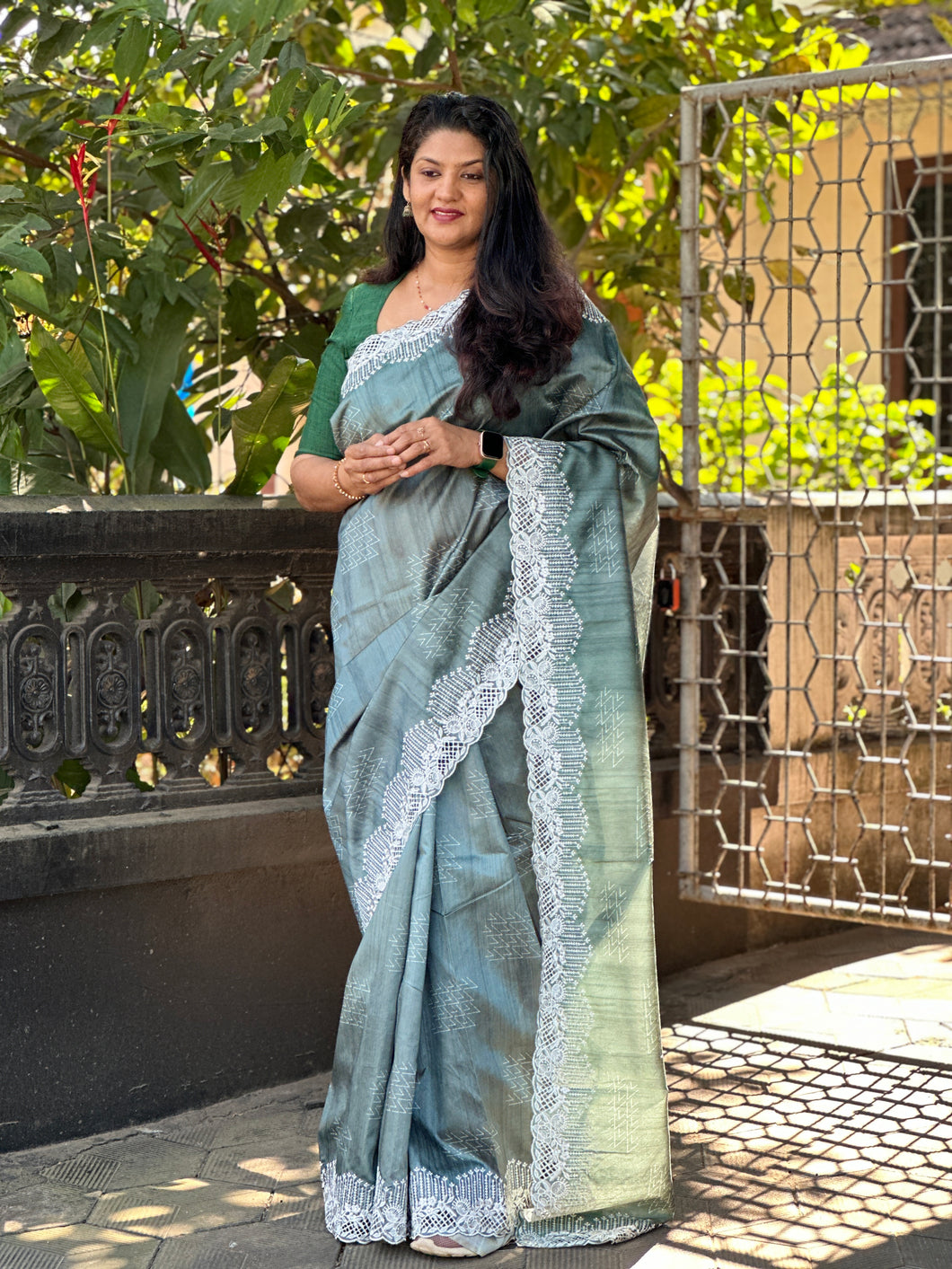 Cut Work With Embroidery Border Semi Silk Saree | RP554
