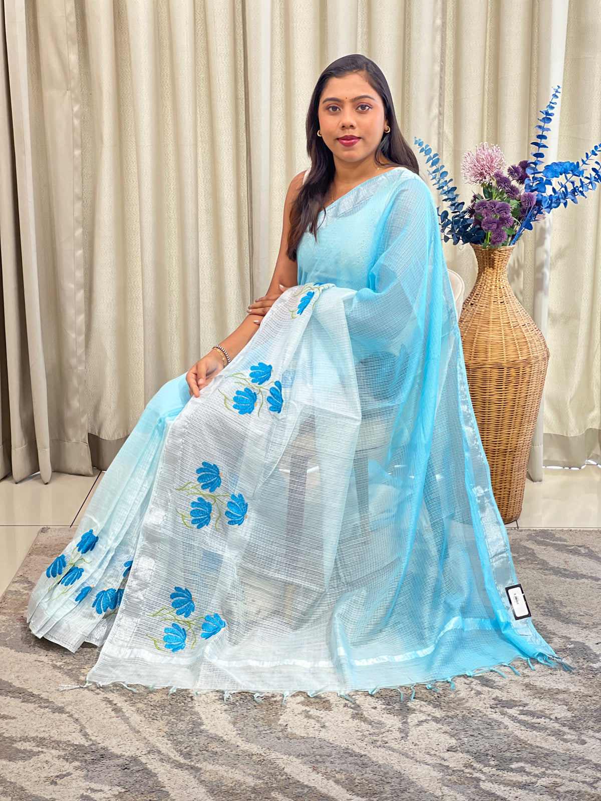 Machine Embroidered Silky Kota Saree | NHH727
