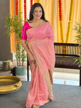 Jamdani Weaved Lotus Detailed Bagalpuri Linen Saree | SSN210