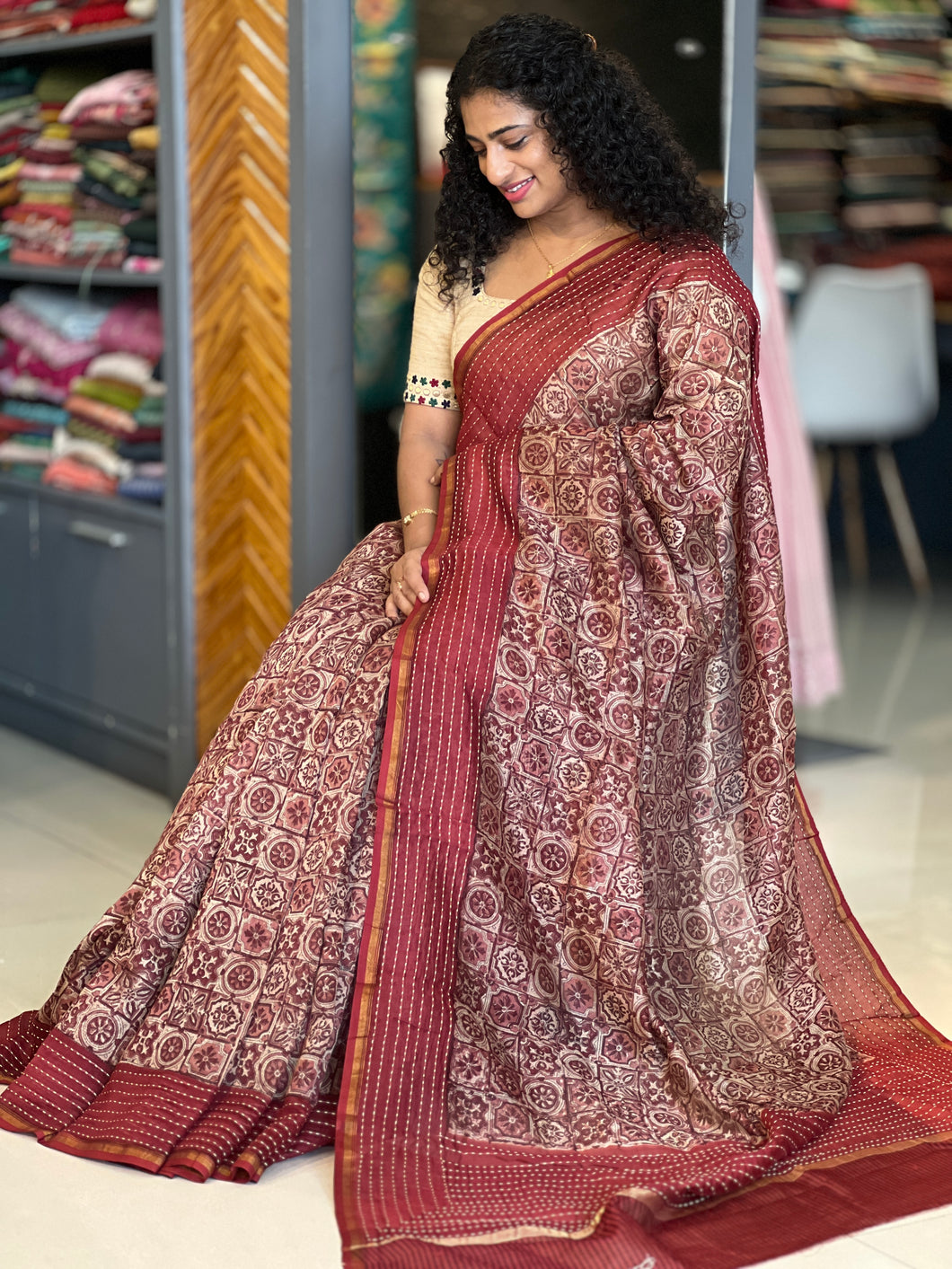 Printed Silk Chanderi Saree | RGD190