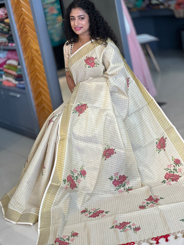 Floral Design Tissue Saree | GAT225