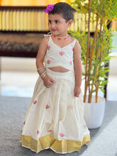 Lotus Embroidered Kerala Cotton Unstitched Skirt & Top | ONK101