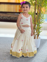 Lotus Embroidered Kerala Cotton Unstitched Skirt & Top | ONK101